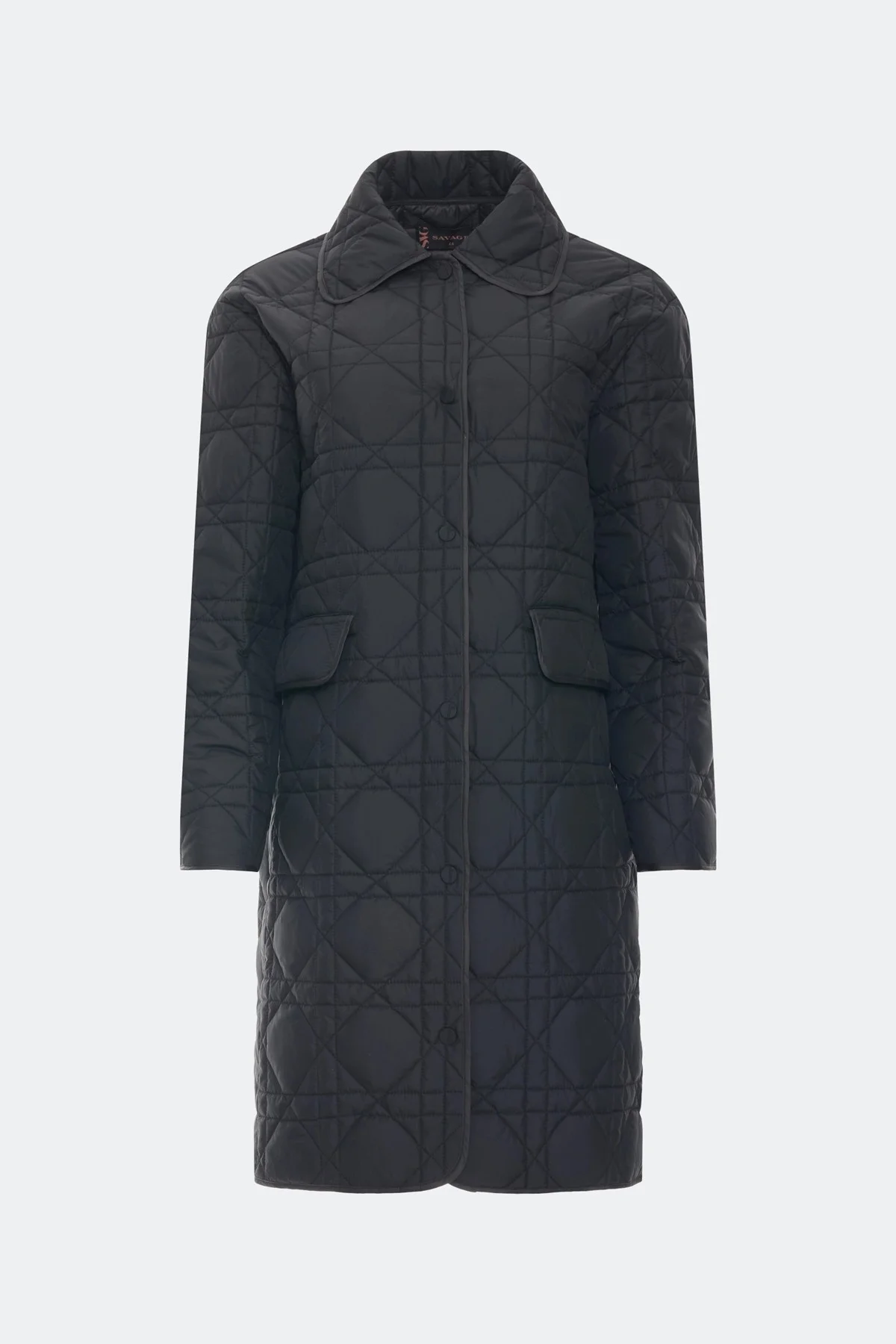 Укороченное стеганое пальто c фактурной стежкой, 46