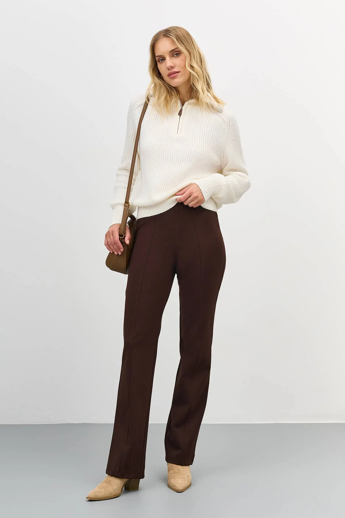 Лимитированная серия свитер с отложным воротником на молнии и ремень, 44