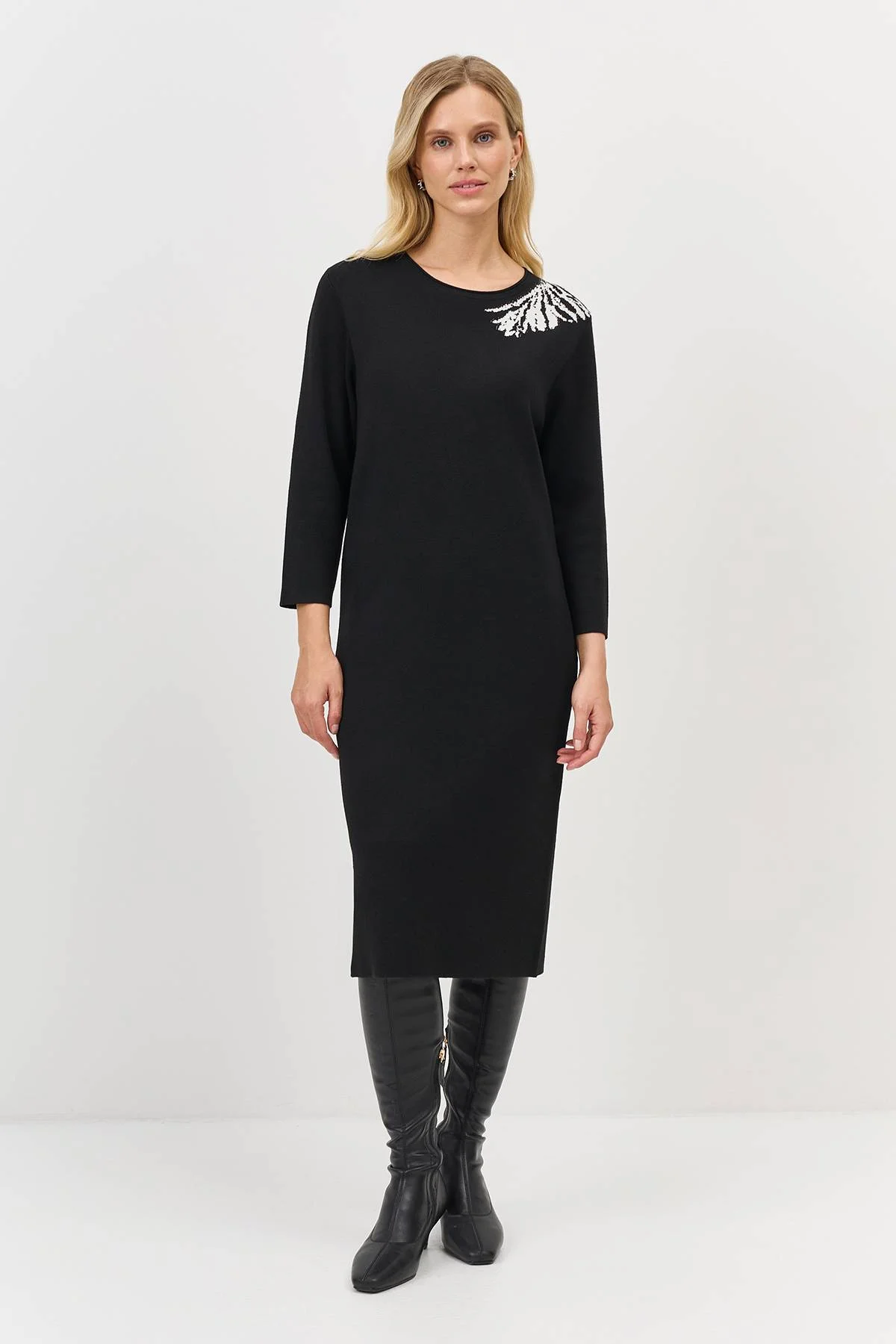 Лимитированная серия вязаное платье с контрастным узором и ремень, 42