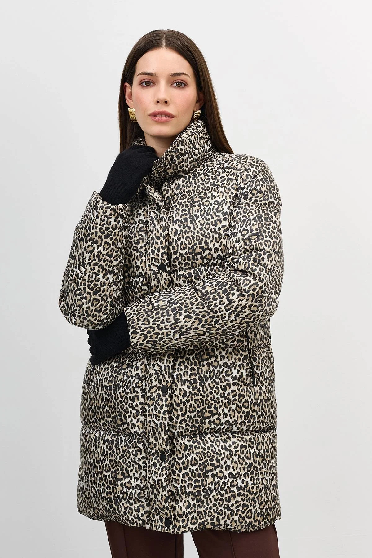 Черные удлиненные перчатки с шерстью, One