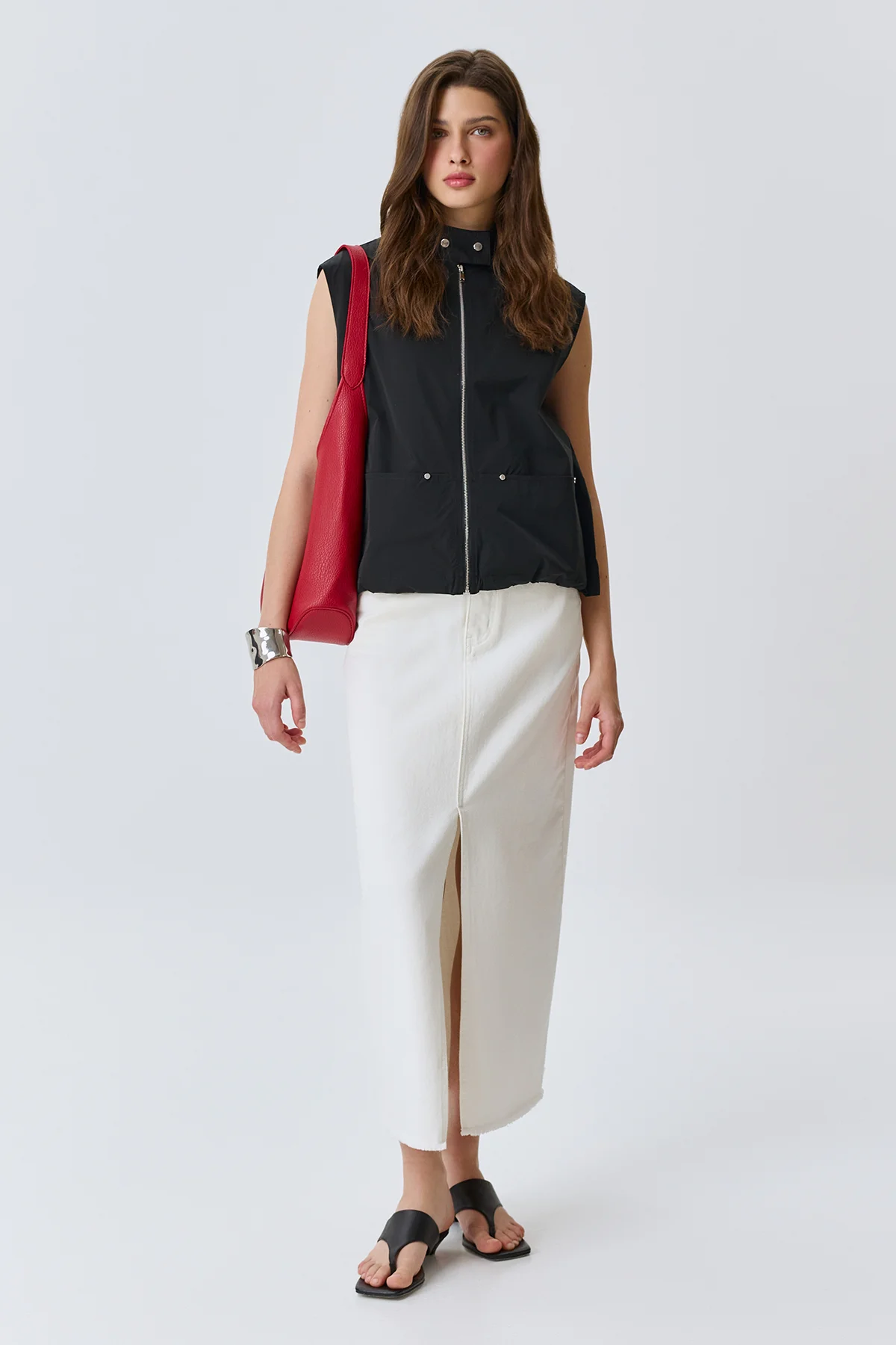 Белая джинсовая юбка из 100% хлопка, 48