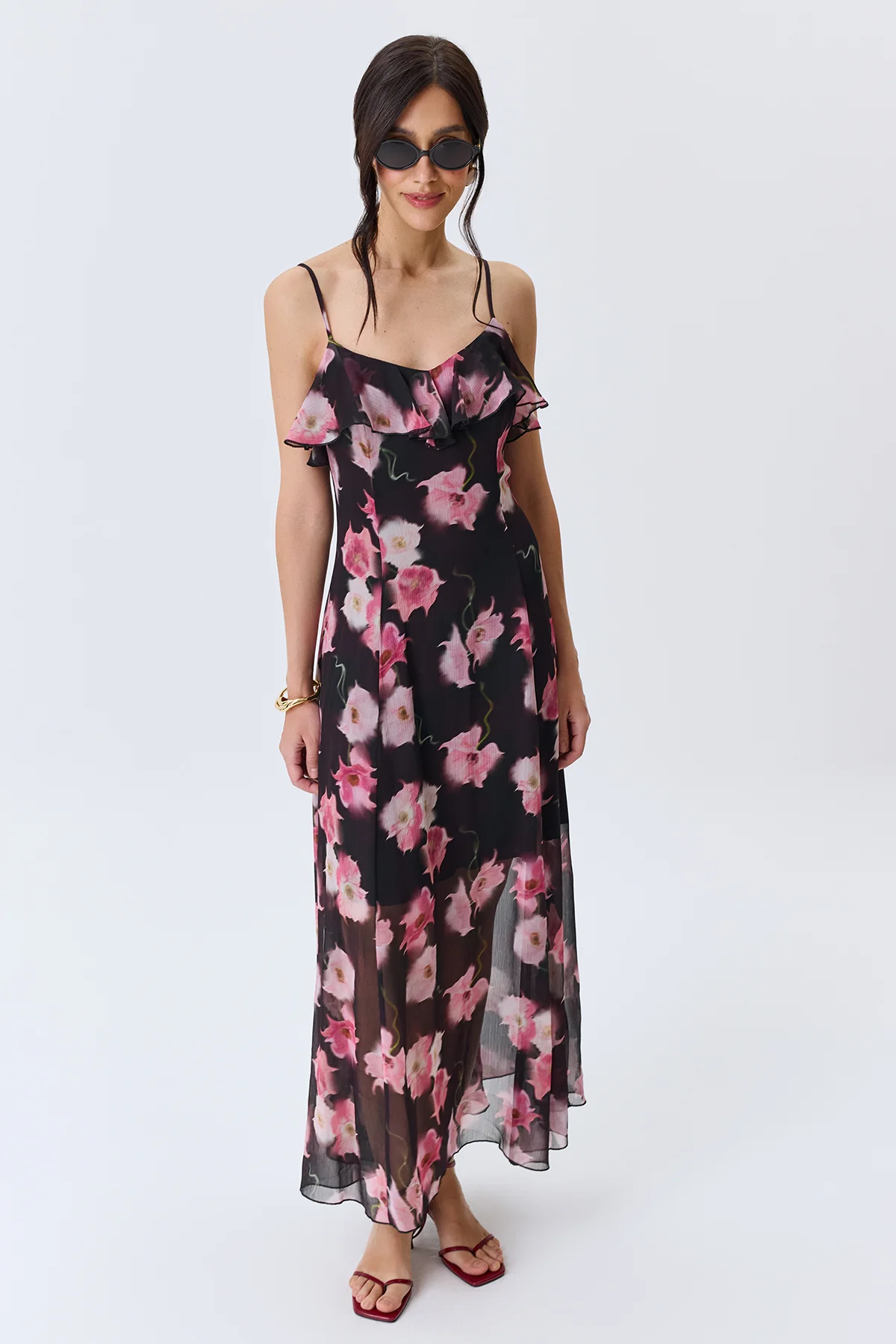 Романтичное платье с ярким цветочным принтом, 42