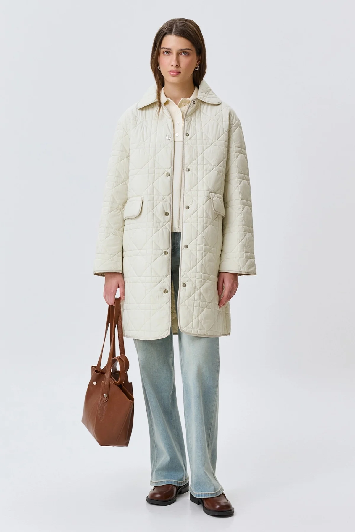 Укороченное стеганое пальто , 48