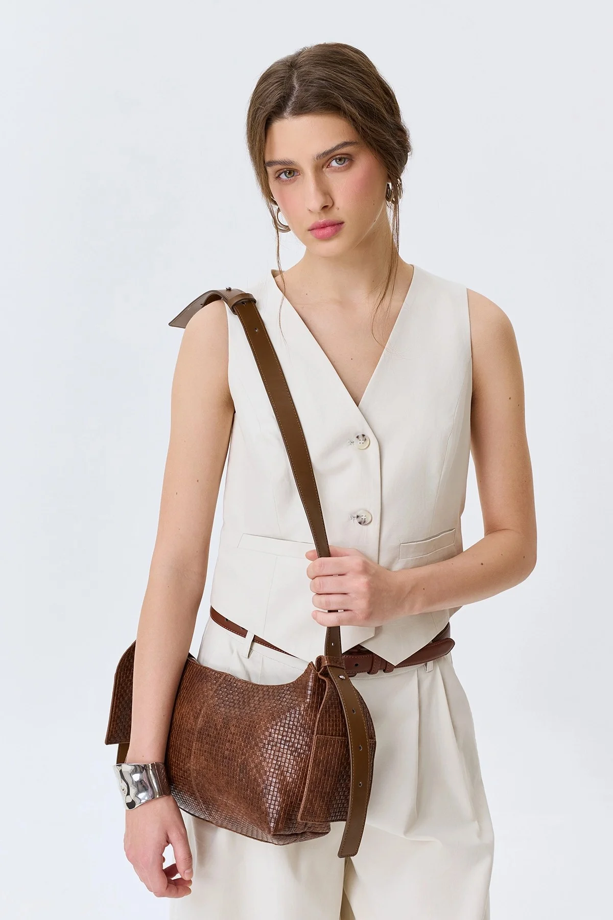 Сумка-багет из фактурной эко кожи, One