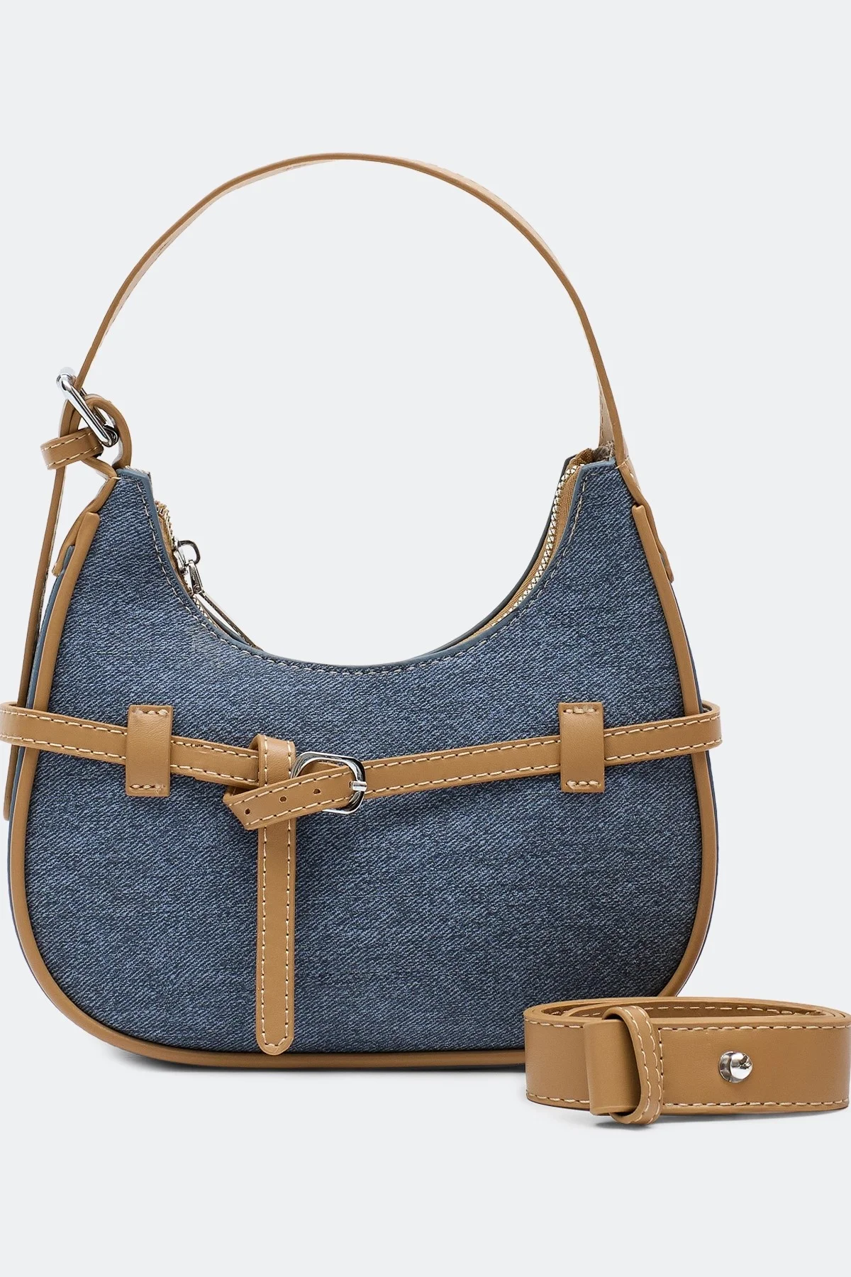 Сумка-багет с акцентными ремешками, One