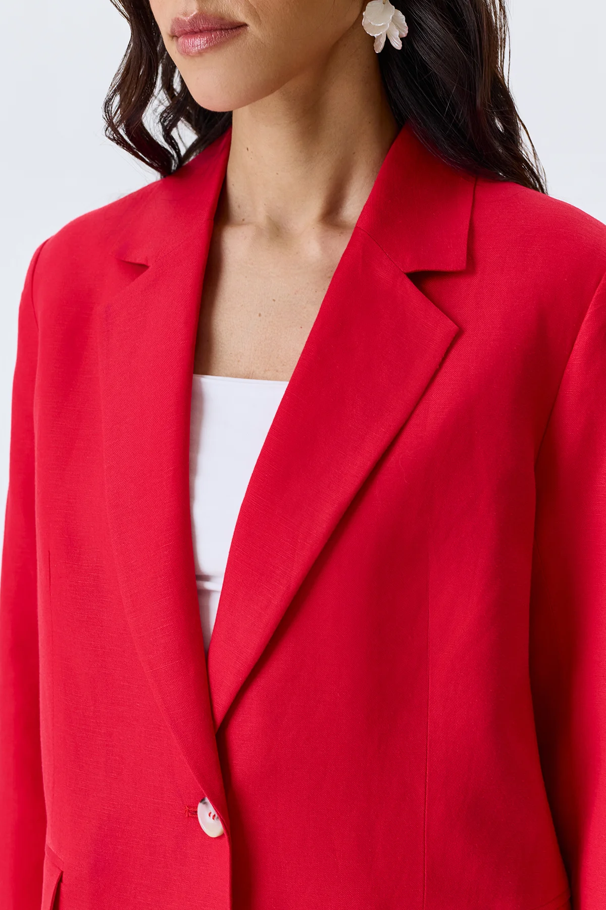 Льняной однобортный жакет, 48