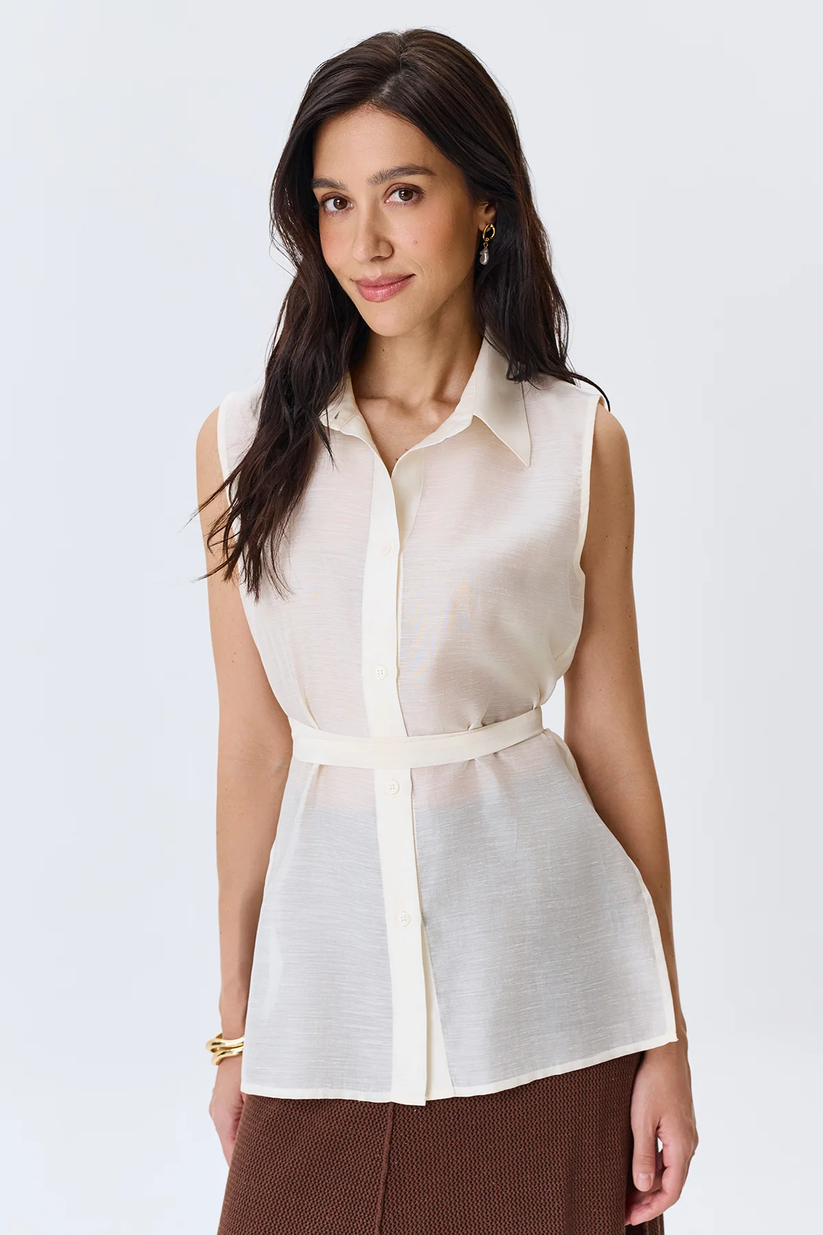 Полупрозрачная блузка из тенселя, 46