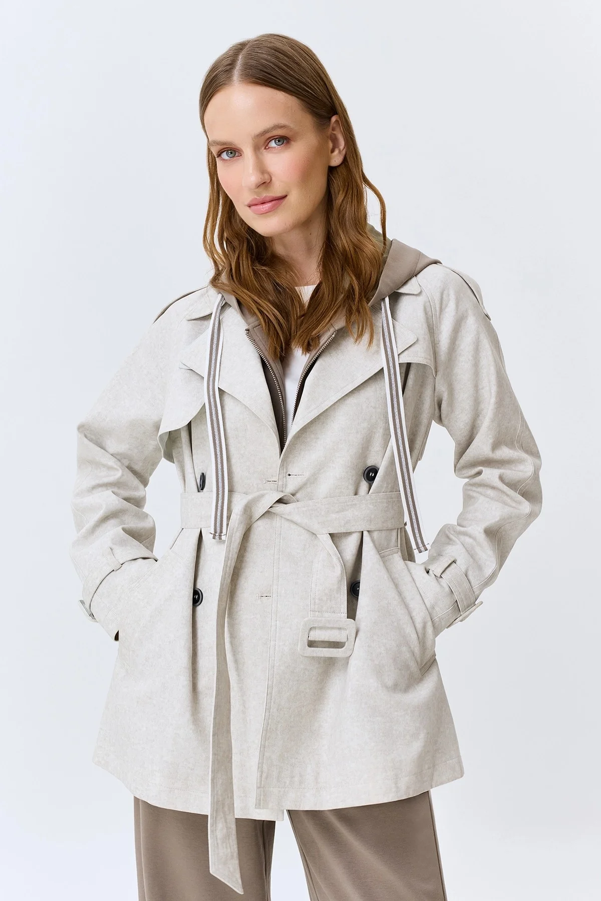 Укороченный тренч из 100% хлопка, 44