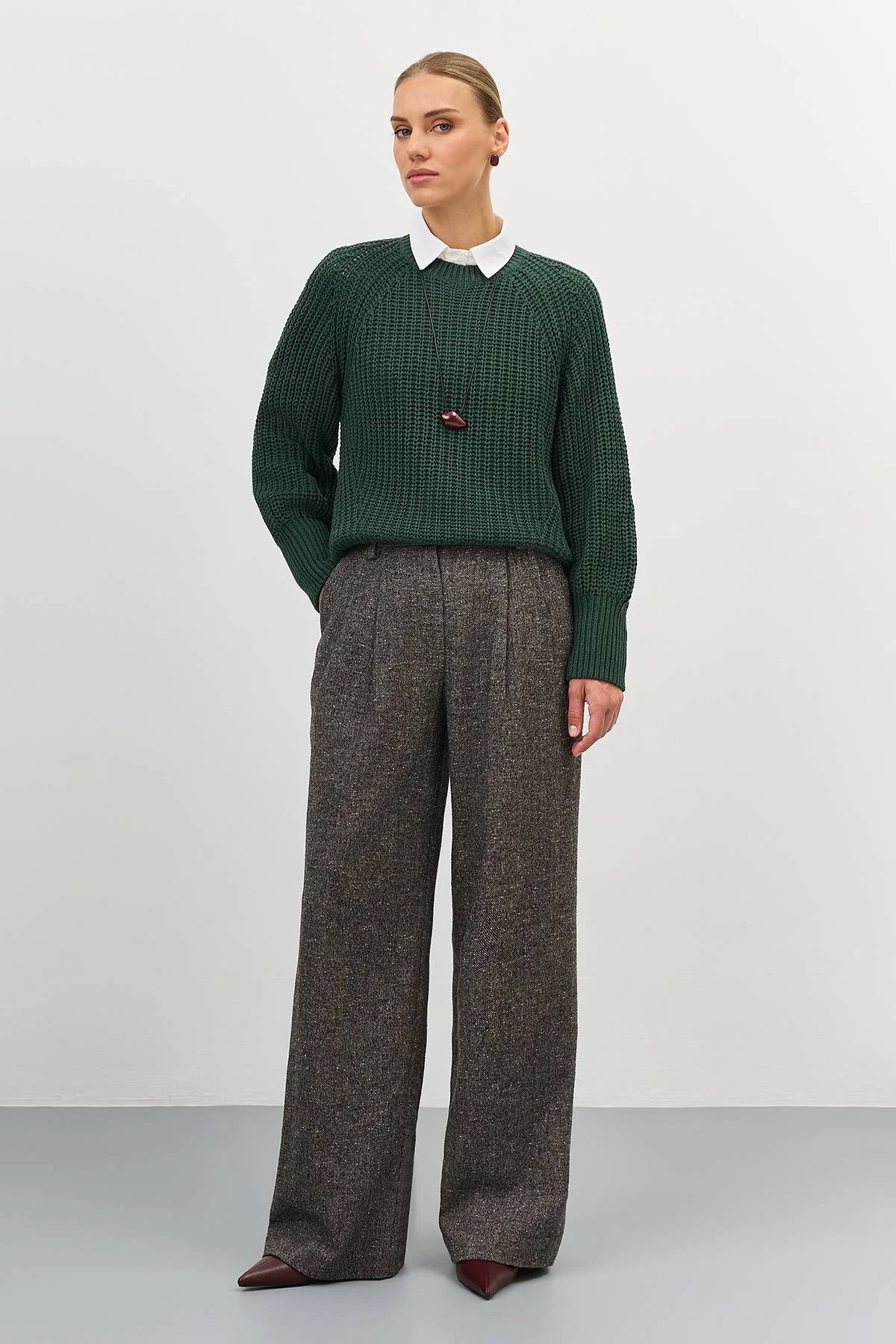 Лимитированная серия брюки палаццо из букле и ремень, 52