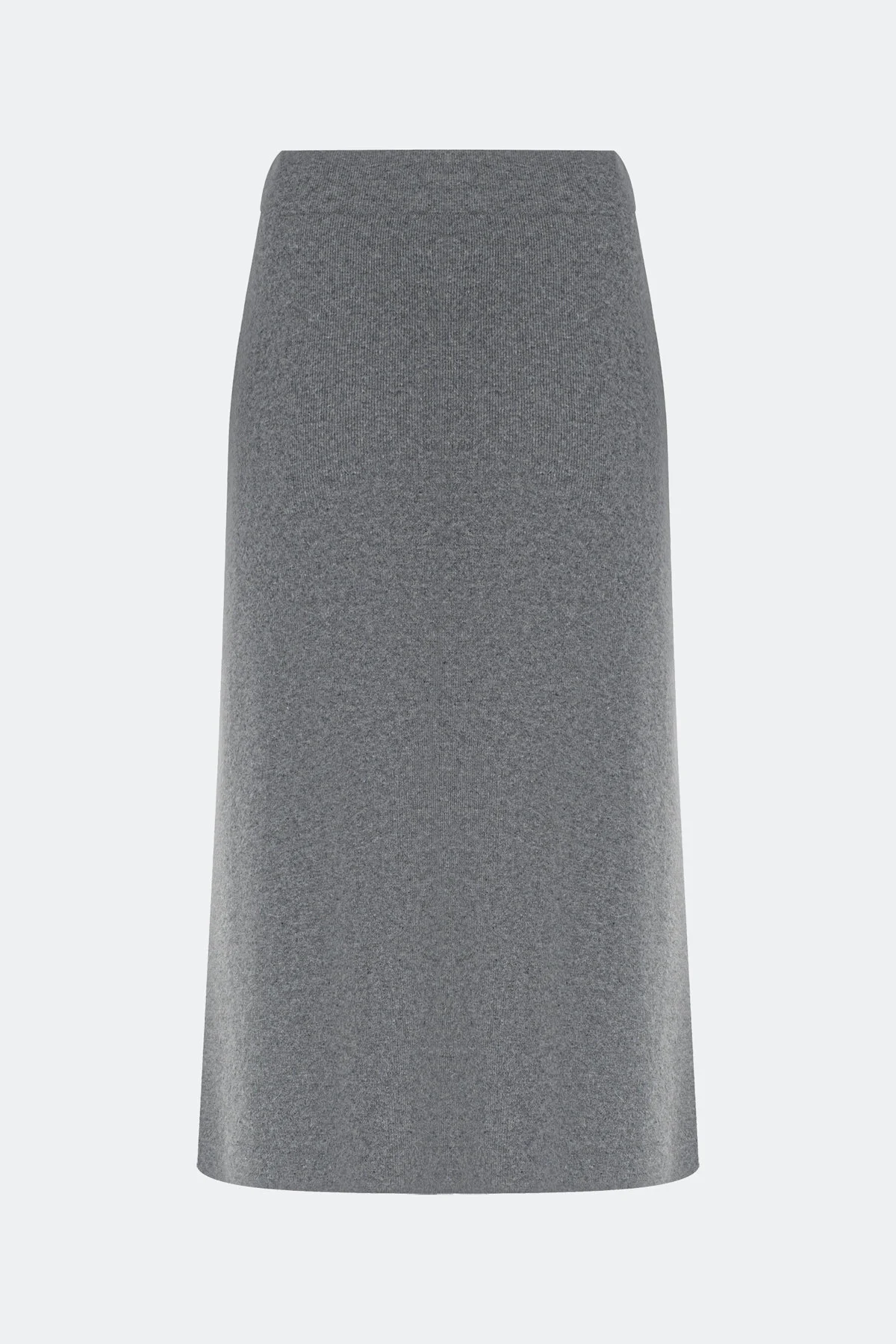 Прямая трикотажная юбка в оттенке серый меланж, 44