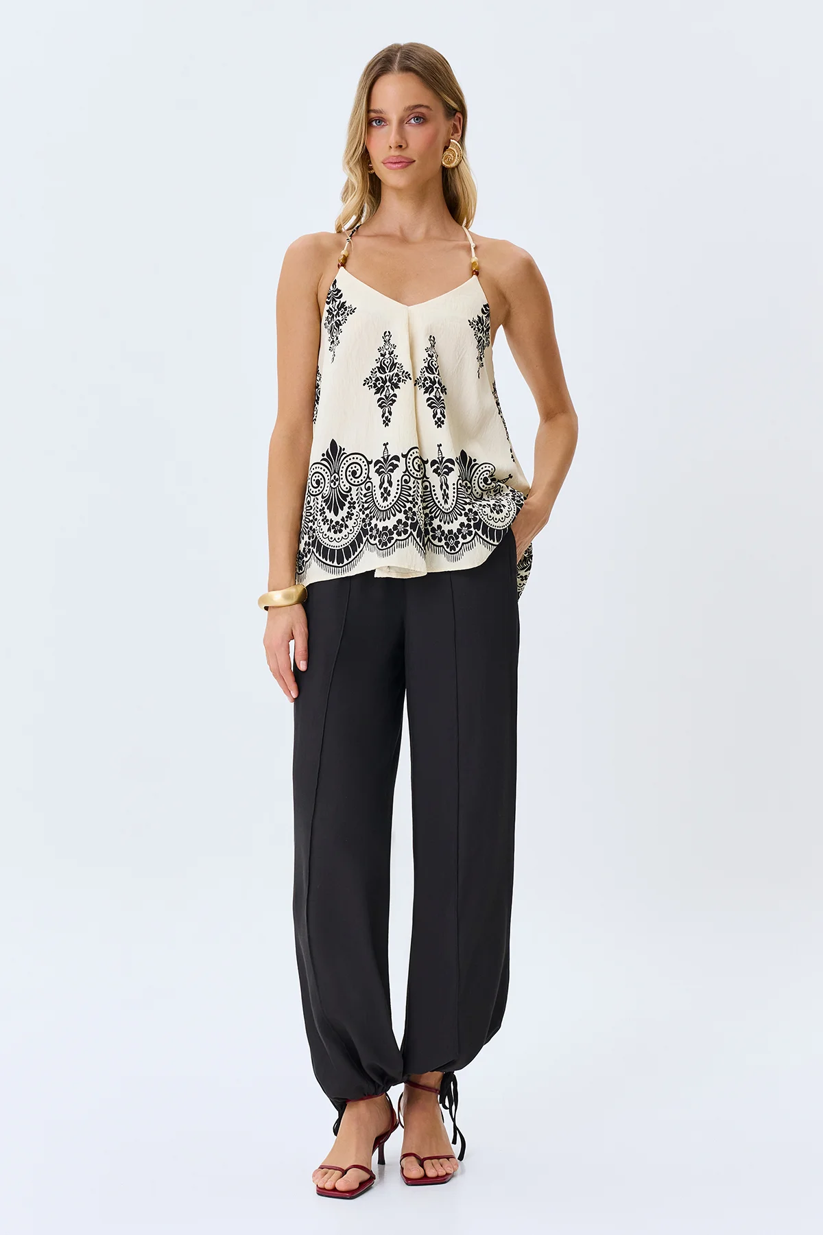 Легкие брюки с кулиской по низу, 52