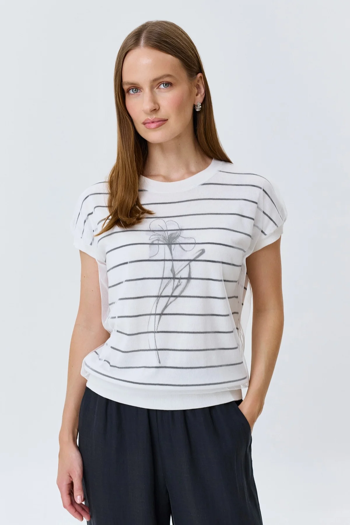 Двуслойный джемпер с принтом, 44