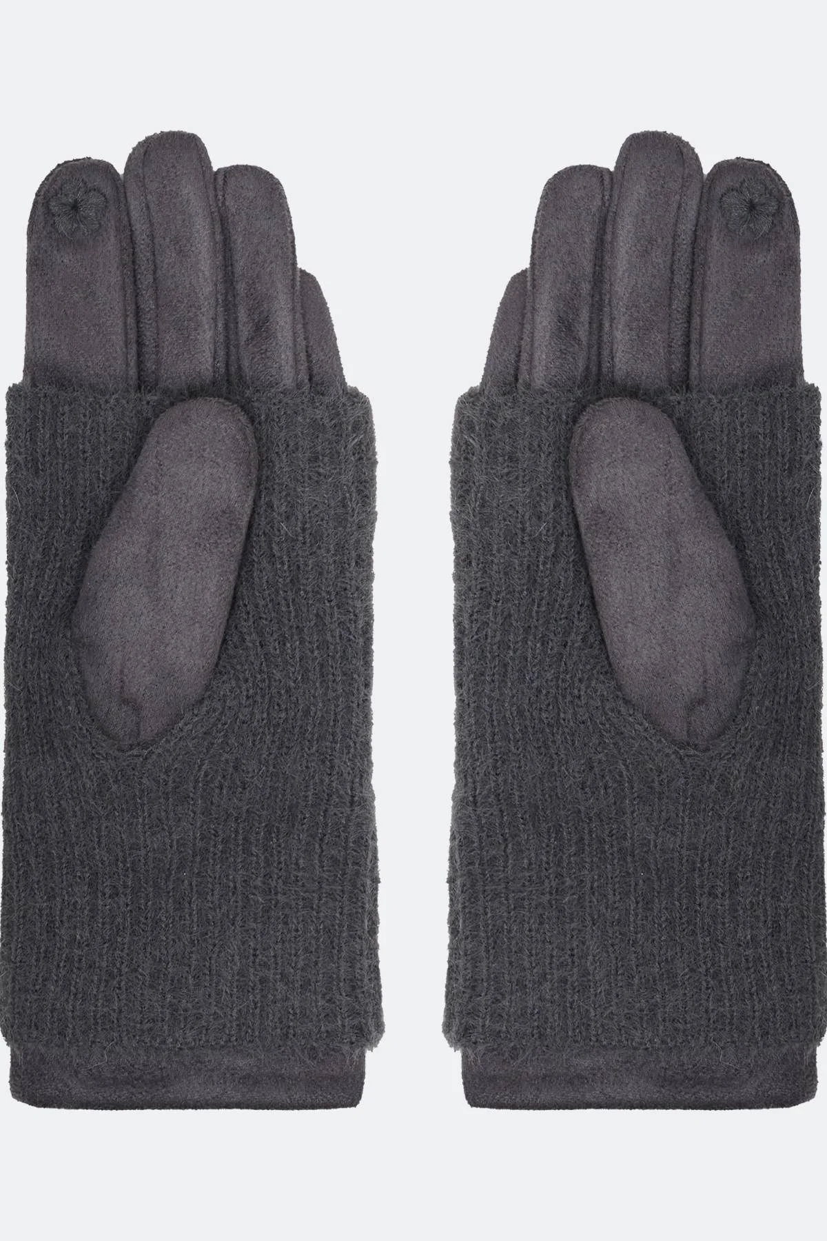 Серые вязаные перчатки с контрастной отделкой, One
