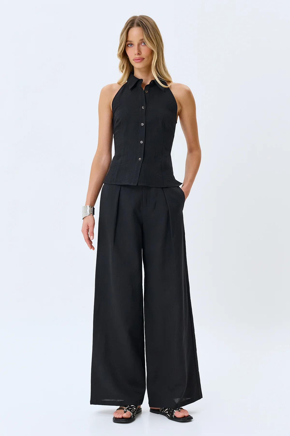 Приталенная блузка с корсетной шнуровкой, 50