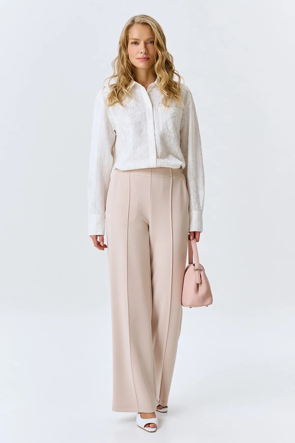 Рубашка с вышивкой в тонкую полоску, 36