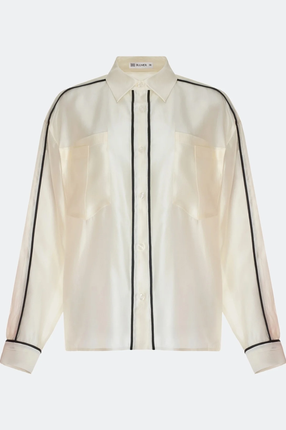 Полупрозрачная блузка с контрастными кантами, 44