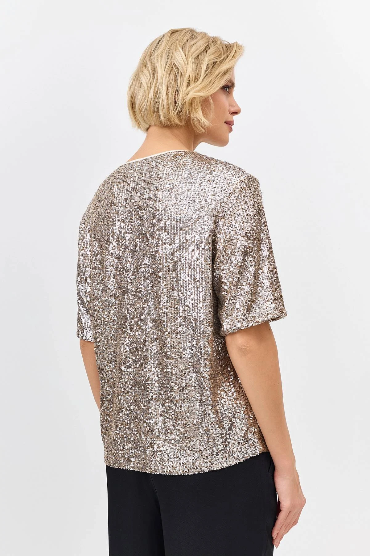 Лимитированная серия свободный джемпер с искрящимися пайетками и ремень, 44