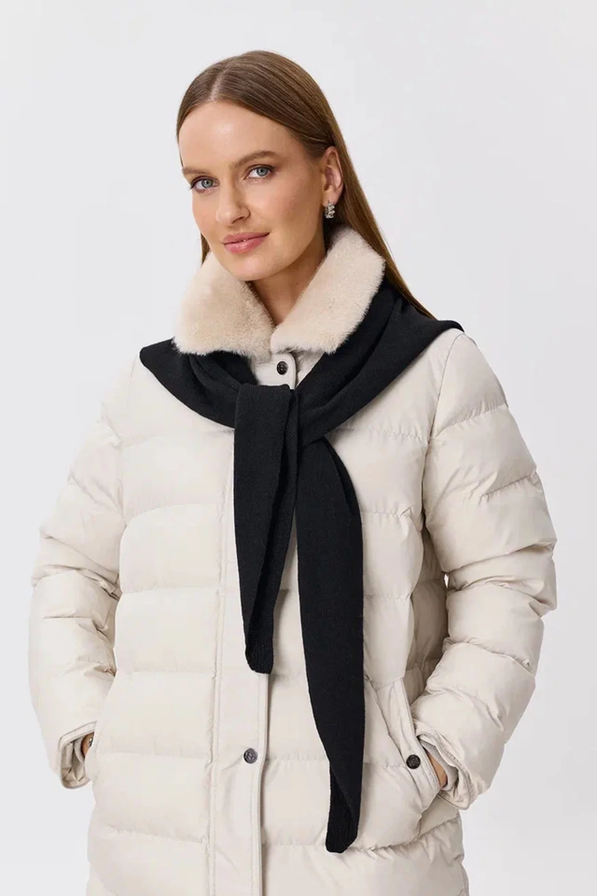 Косынка черная из 100% шерсти, one