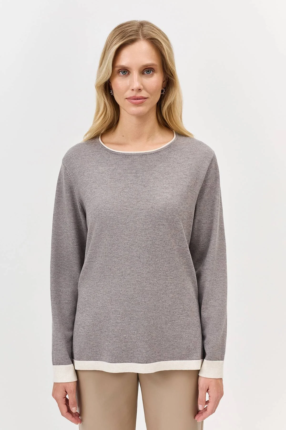 Лимитрированная серия джемпер с контрастными лампасами и ремень, 34