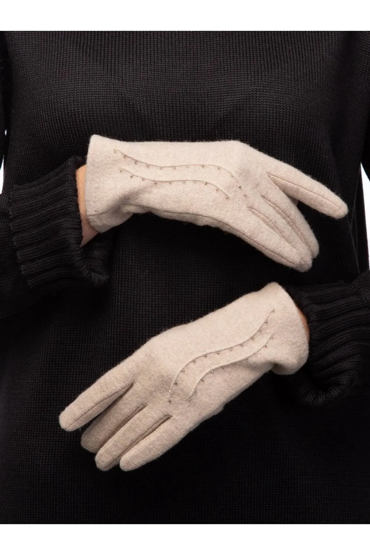 Перчатки бежевые, S