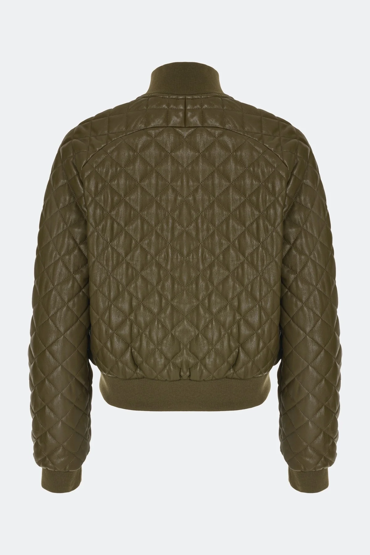 Стеганый бомбер из эко кожи, 42