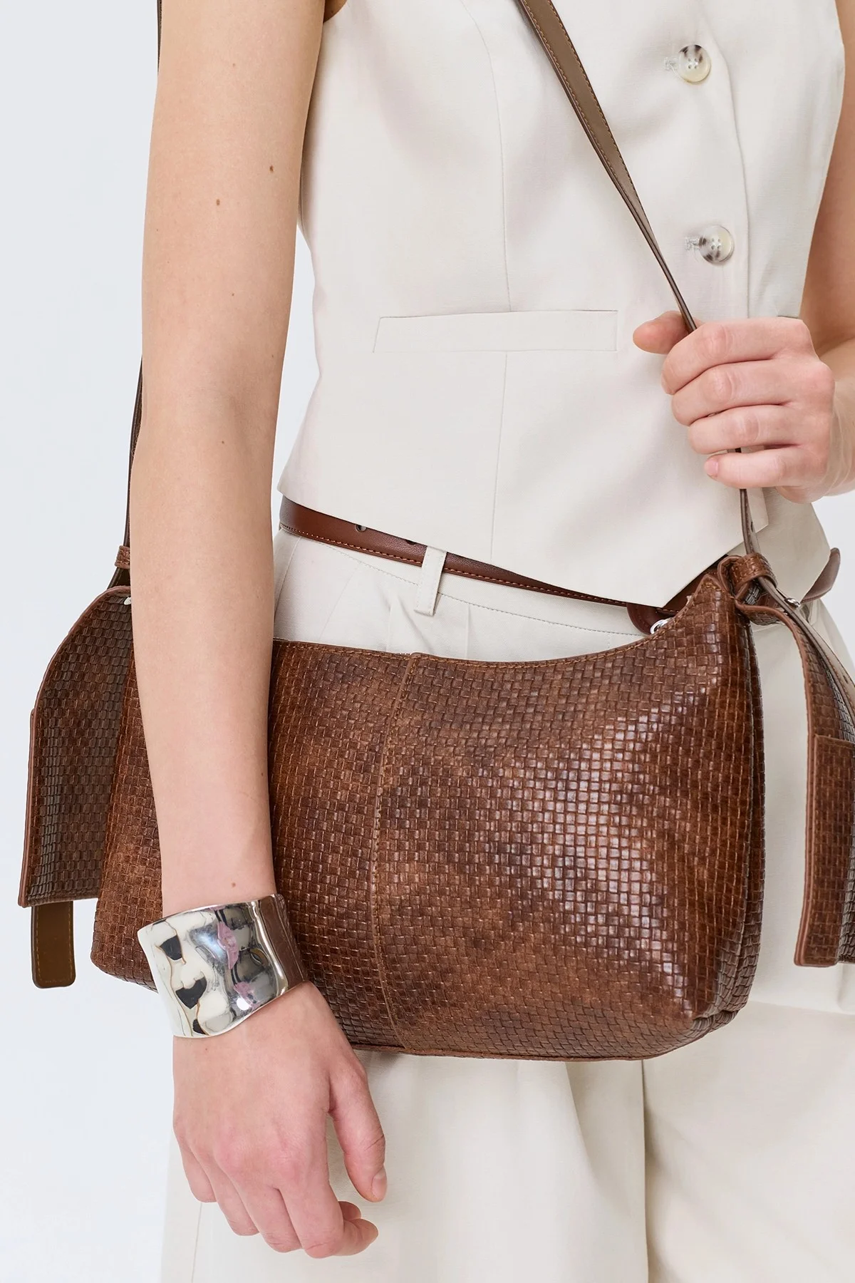 Сумка-багет из фактурной эко кожи, One