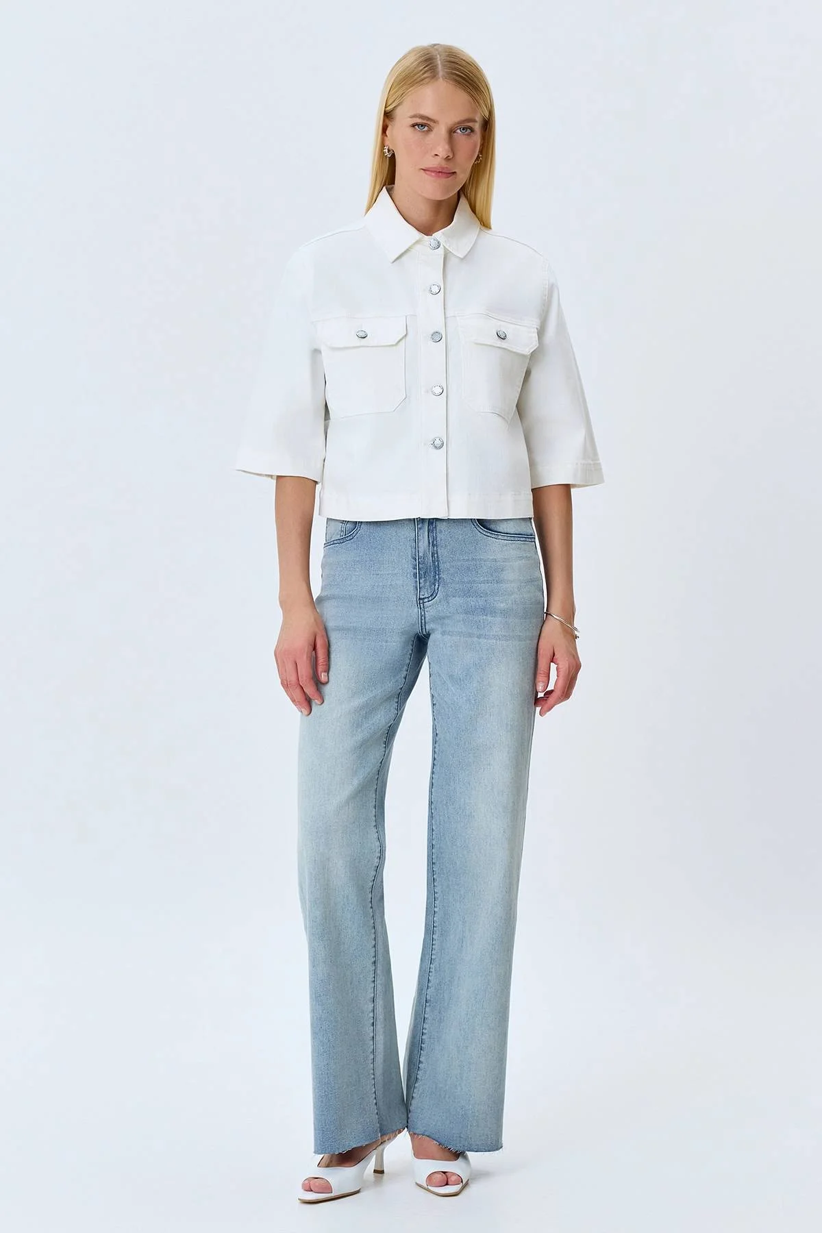 Укороченный джинсовый жакет, 42