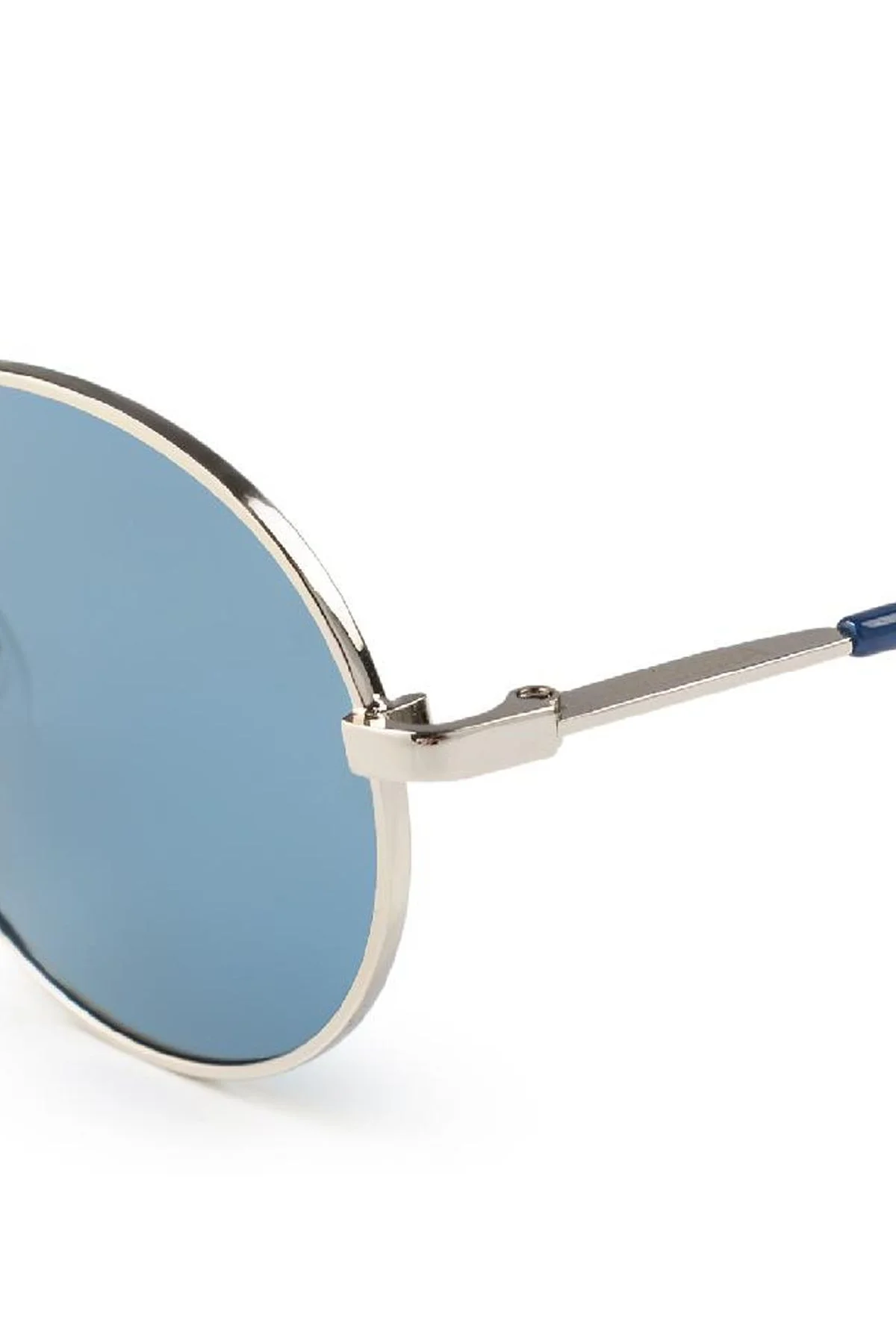 Яркие солнцезащитные очки круглой формы с тонкой оправой в черно-синем цвете, One size