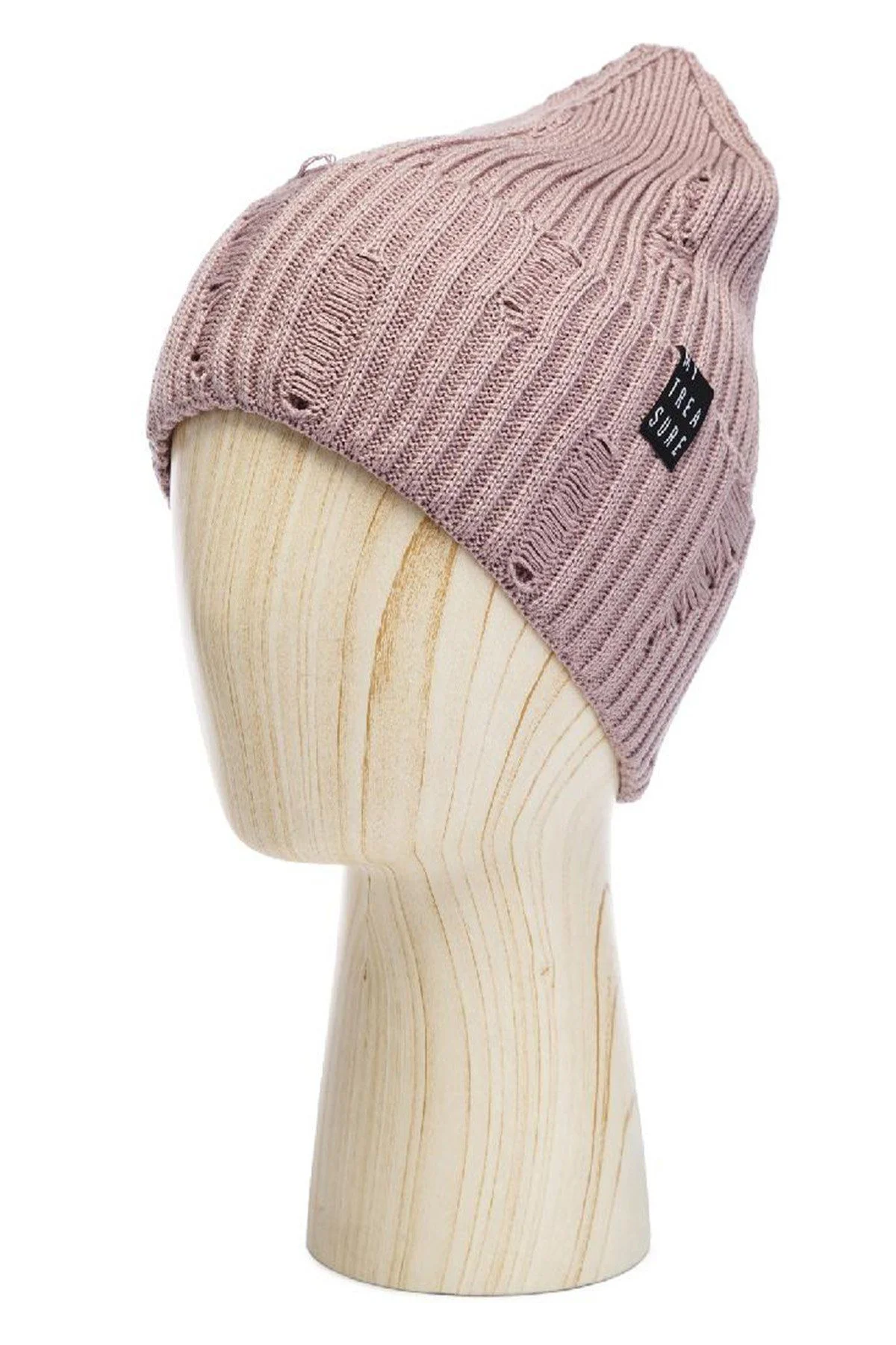 Классическая шапка бини в стиле "рваного" трикотажа в ярко-голубом цвете, 57р