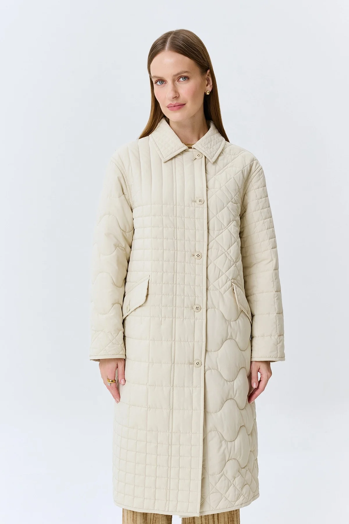 Двустороннее пальто с абстрактной стежкой