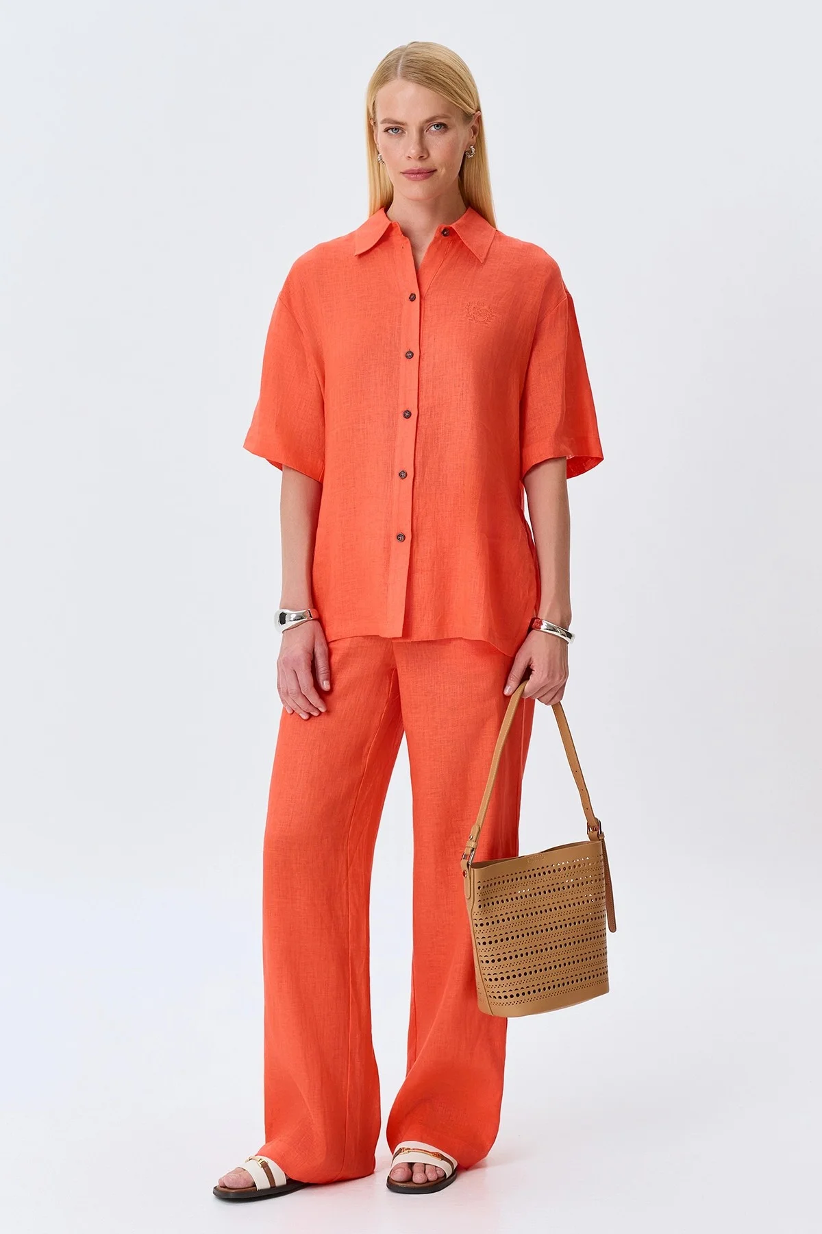 Комплект ажурная сумка из натуральной кожи и косметичка, One