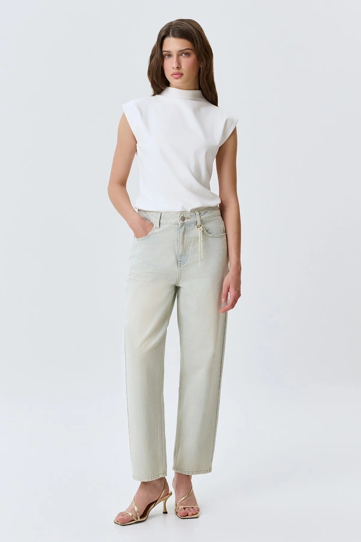 Топ с воротником стойкой, 46