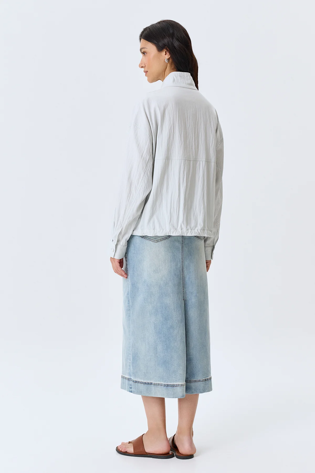 Жакет из тенселя с высоким воротником, 44