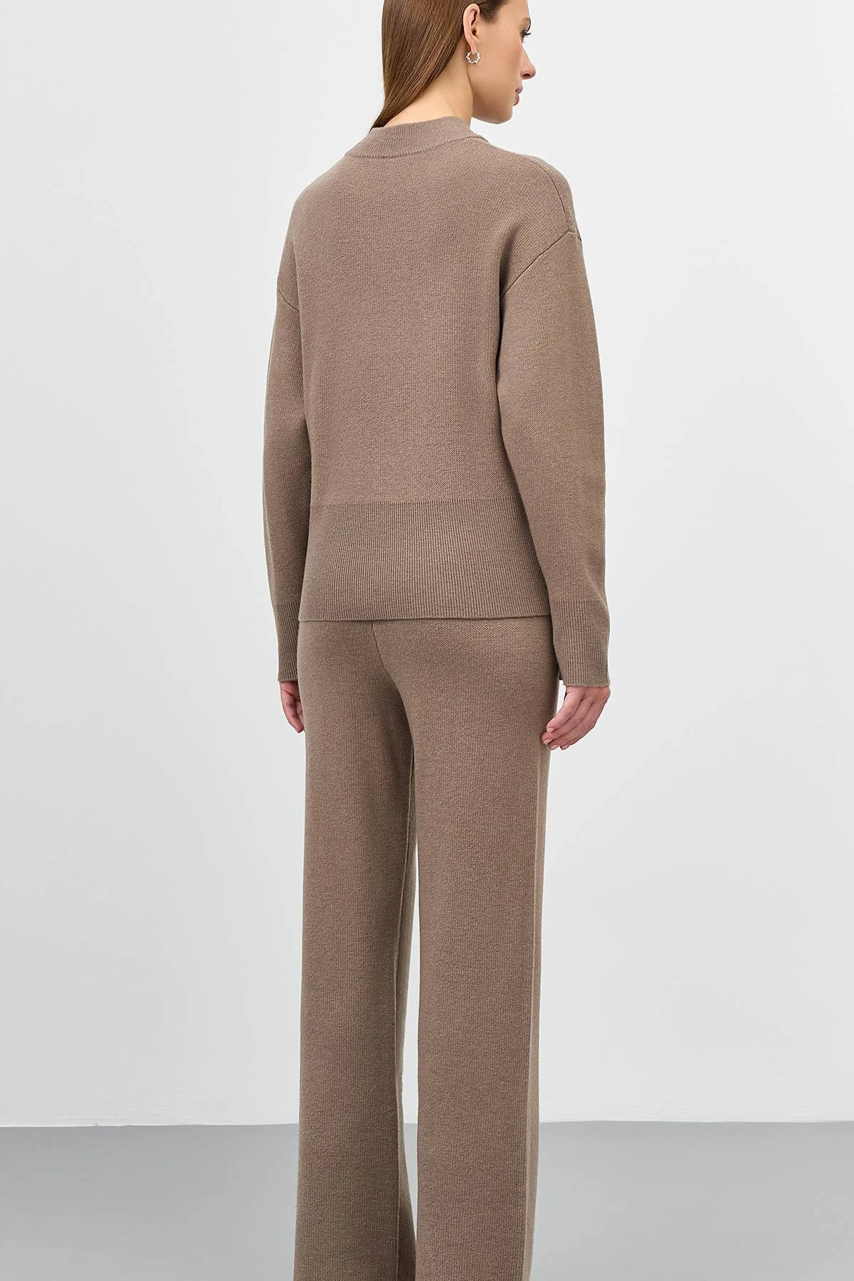 Коричневые вязаные брюки с шерстью, 44