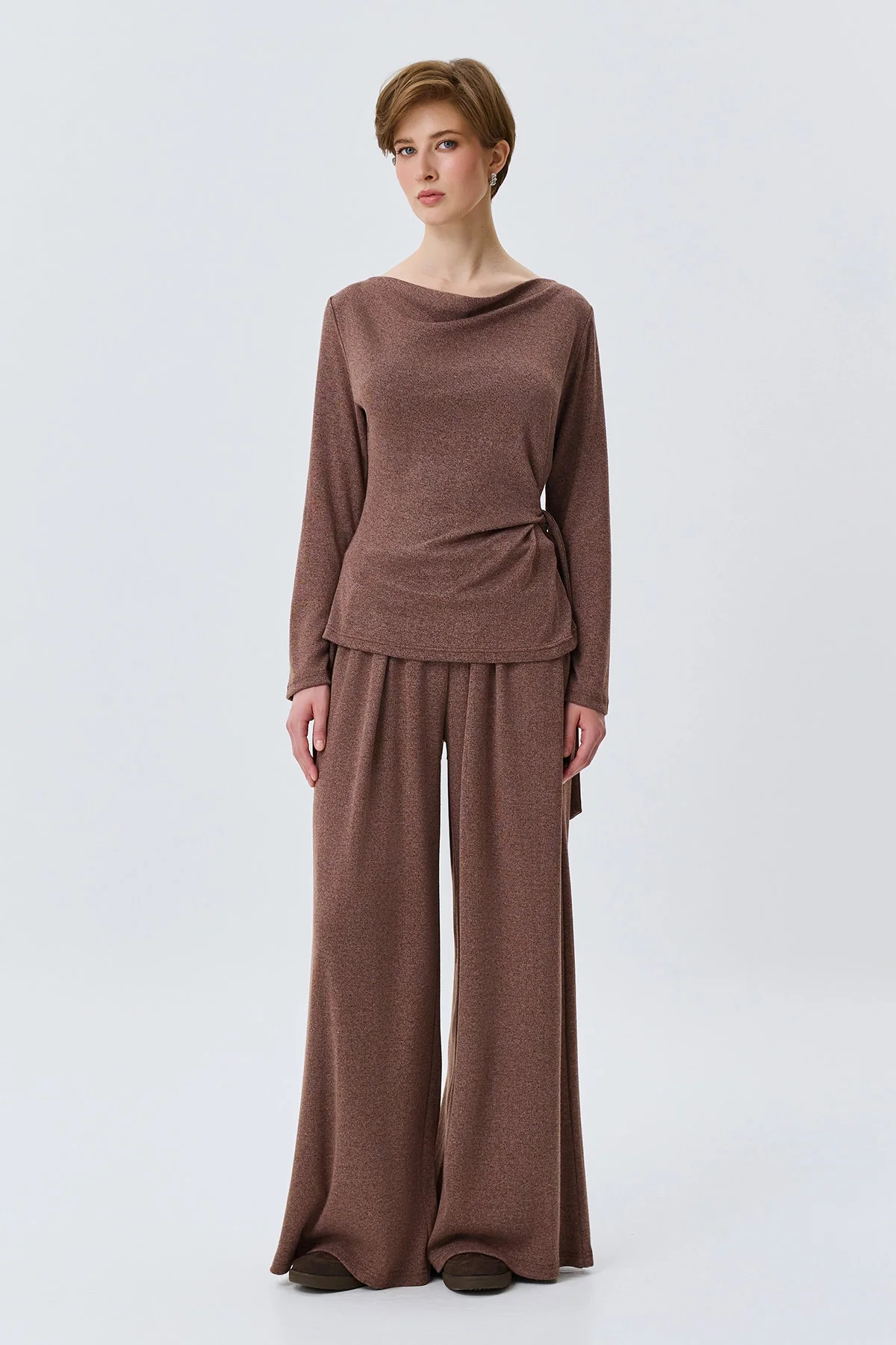 Меланжевый джемпер в коричневом цвете, 50