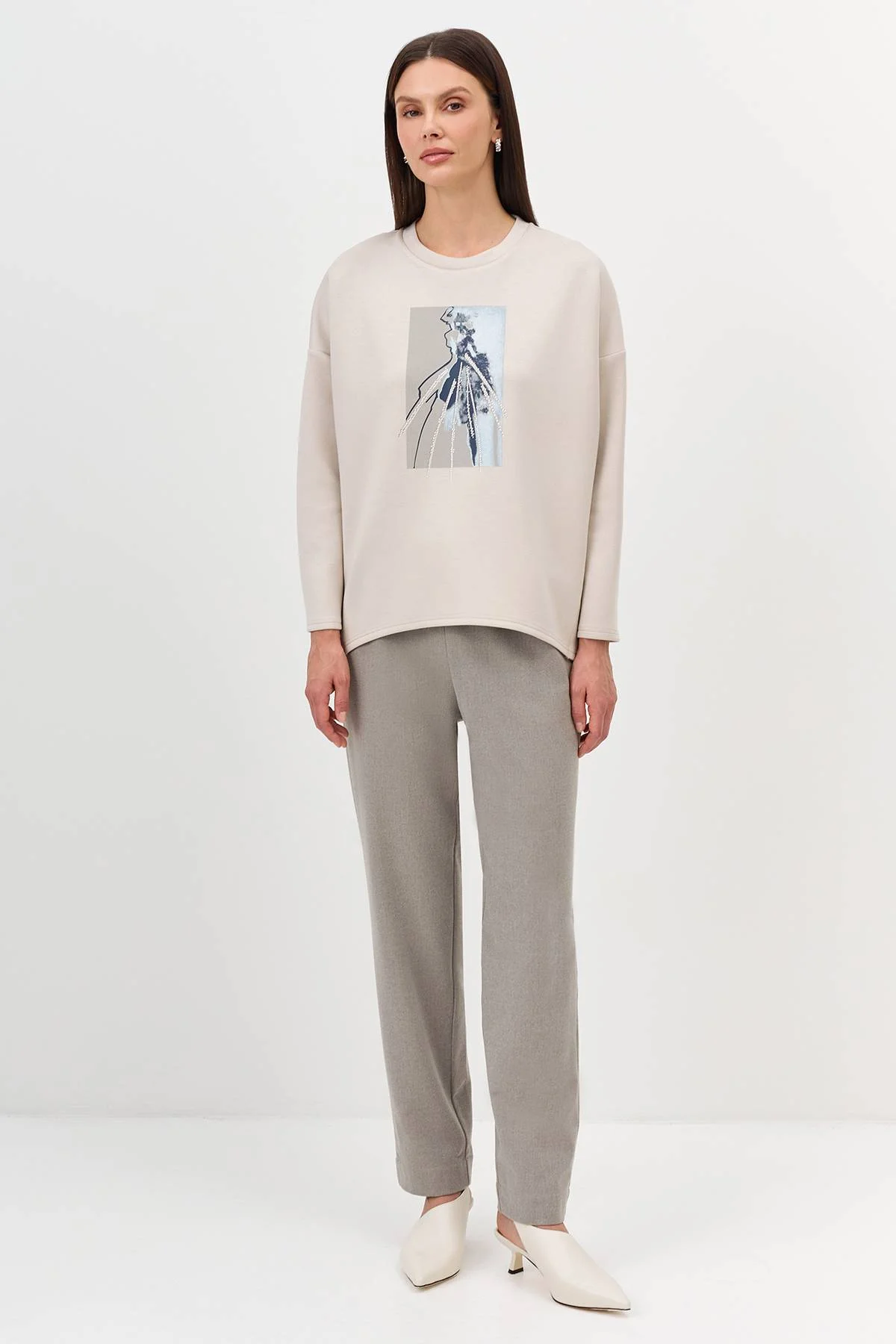 Лимитированная серия свободный cвитшот с принтом и ремень, 44