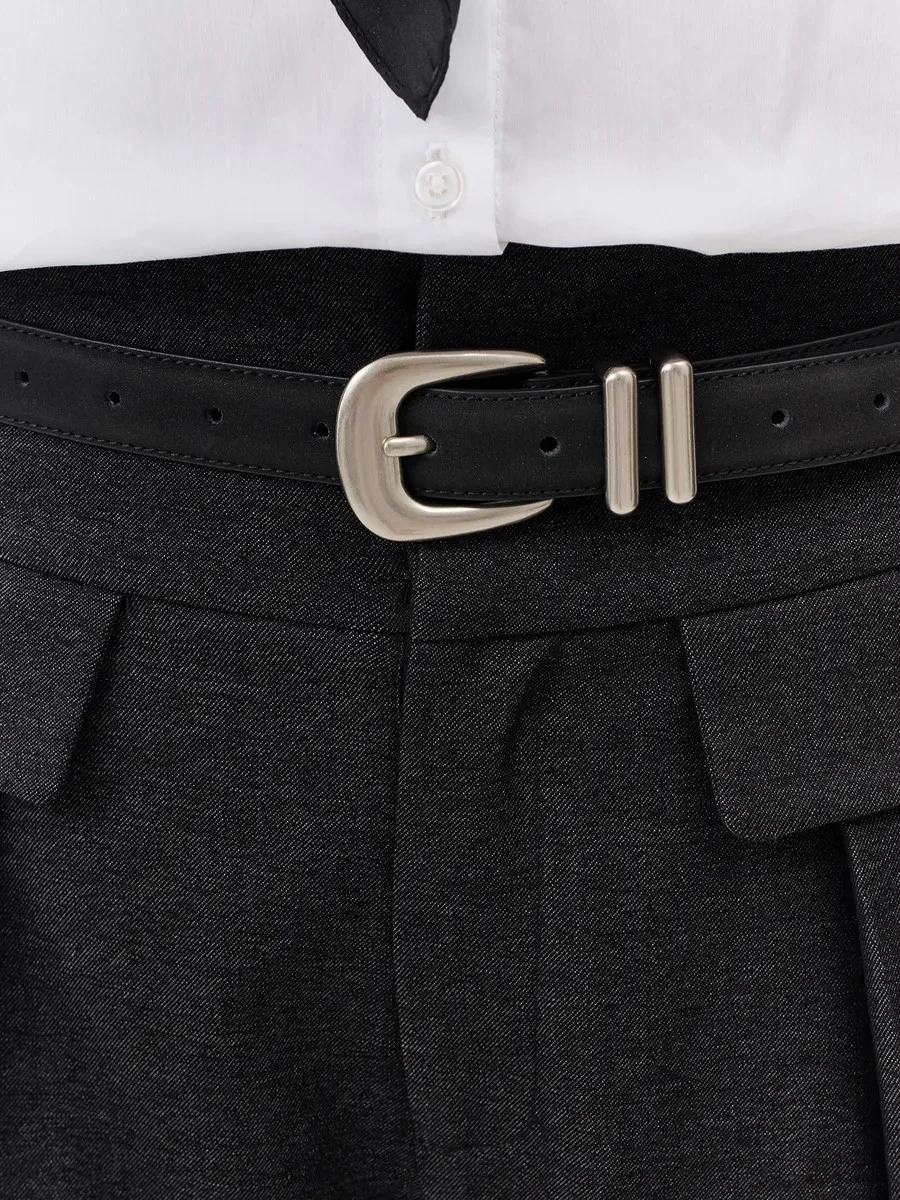 Ремень из натуральной кожи с квадратной пряжкой, M