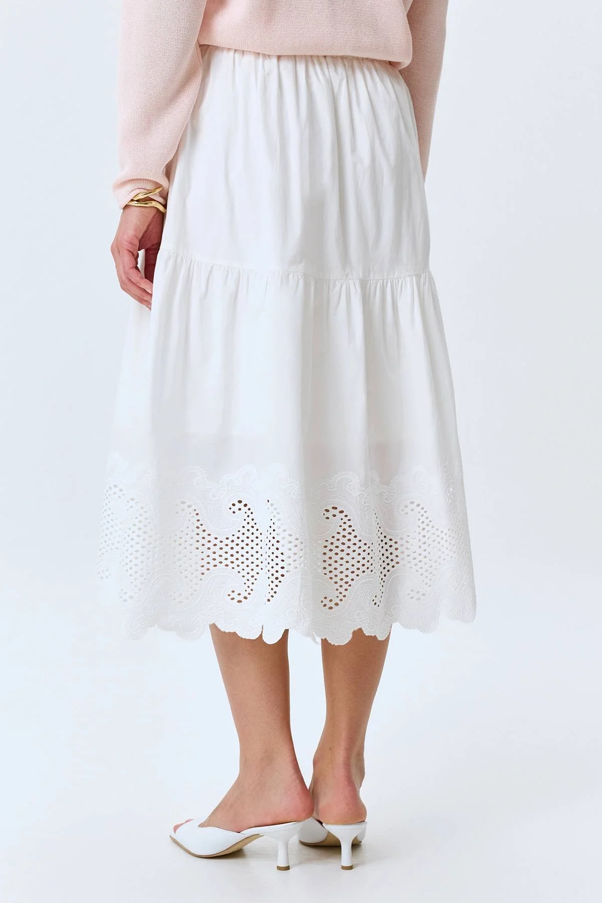 Юбка из 100% хлопка с вышивкой ришелье, 42