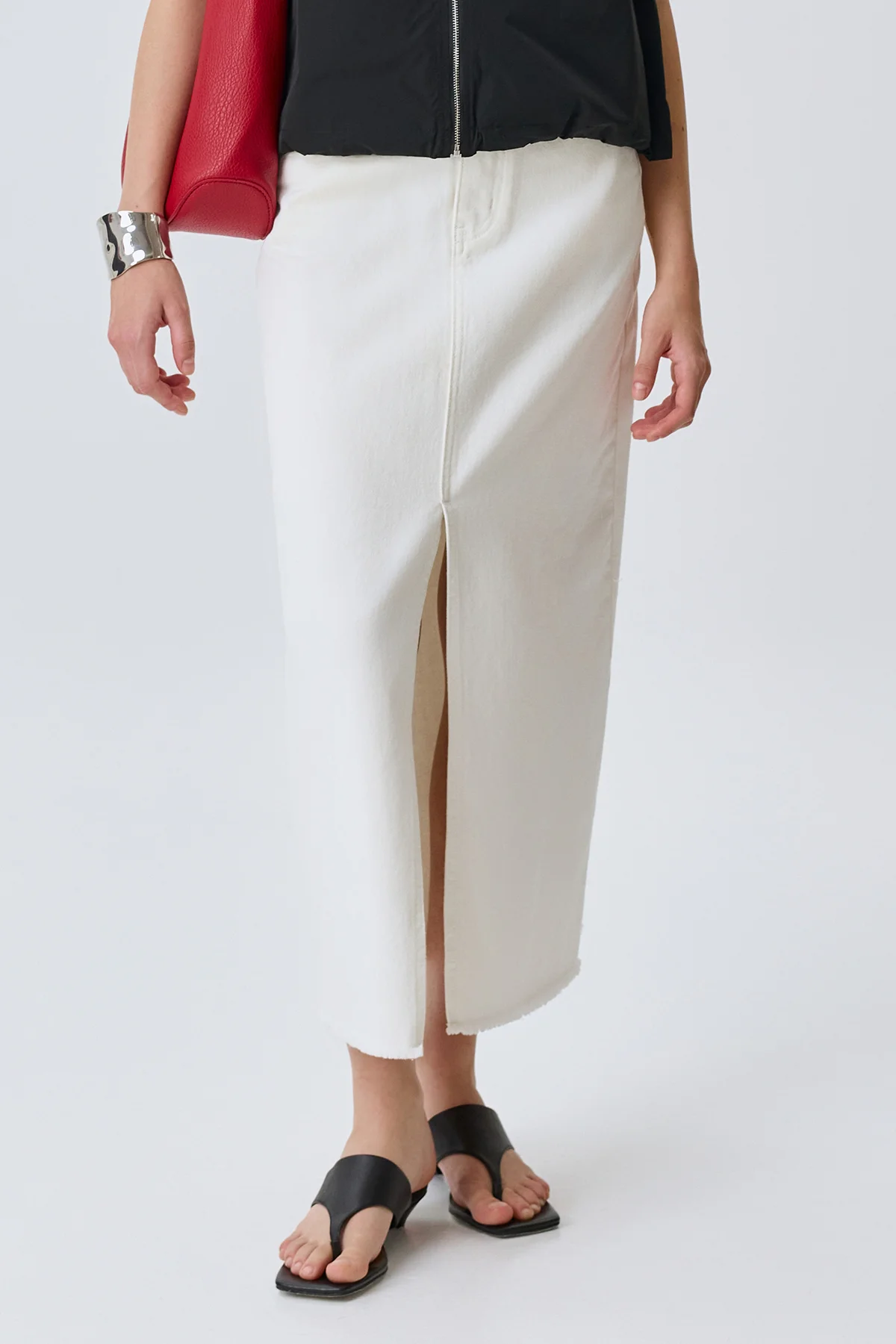 Белая джинсовая юбка из 100% хлопка, 50