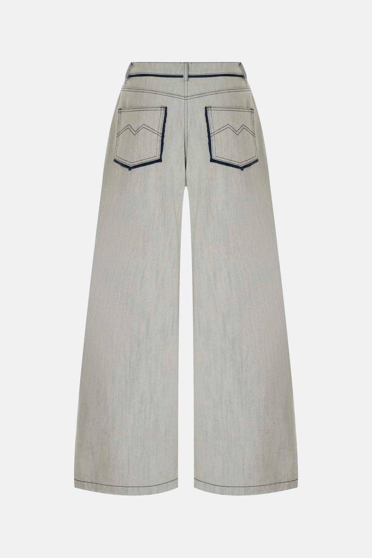 Меланжевые джинсы Wide leg с контрастными кантами, 42