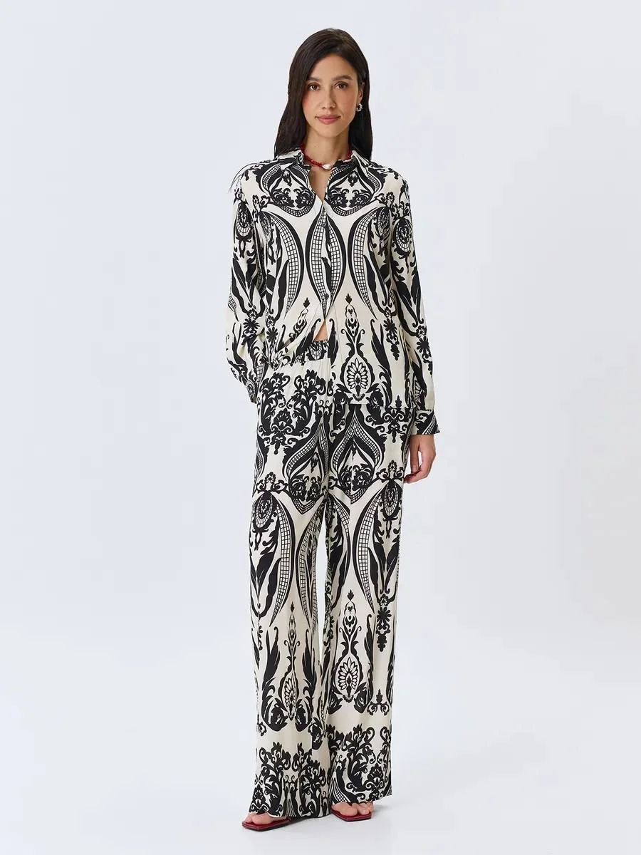 Брюки нарядные вечерние летние на резинке, 46