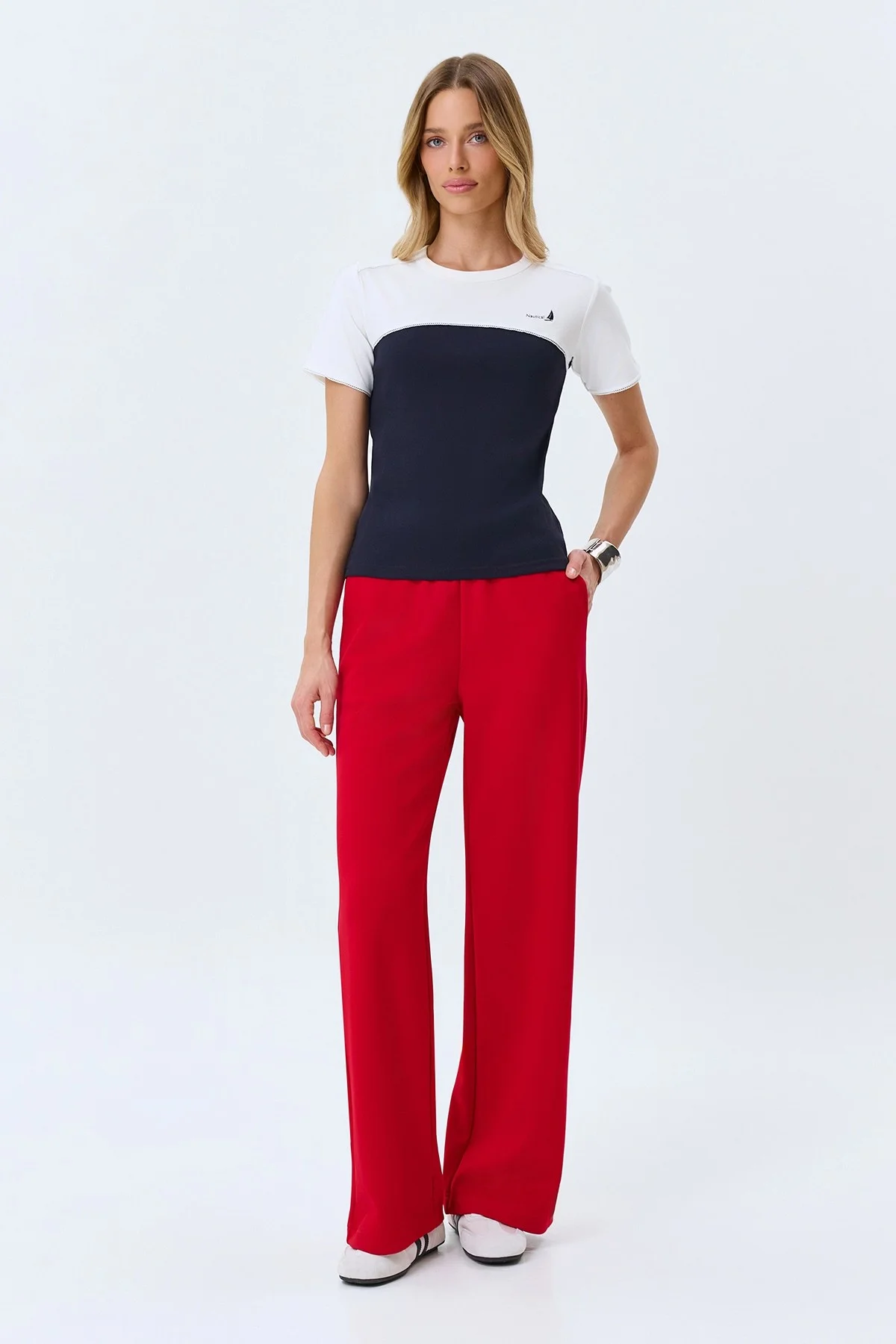 Комбинированная футболка с кокеткой, 46