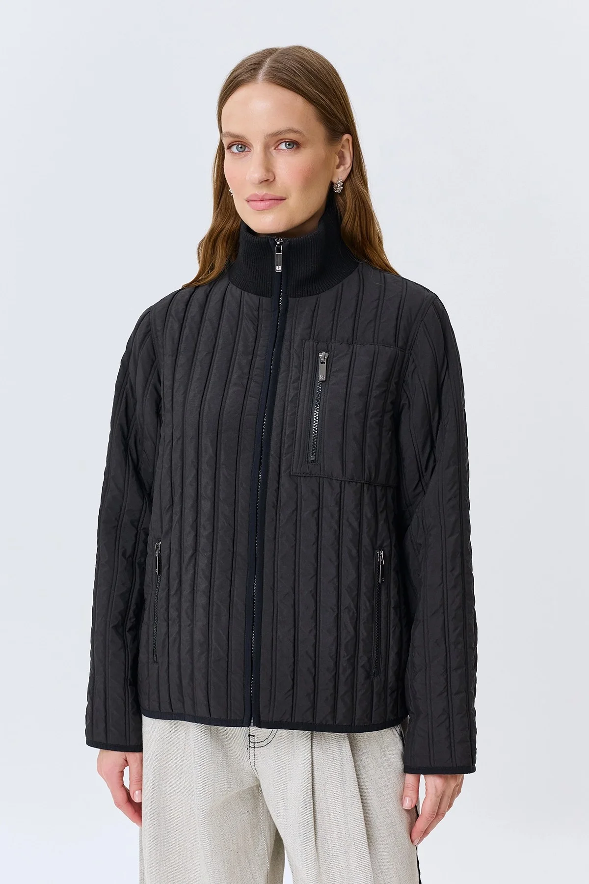 Бомбер с вертикальной стежкой, 44