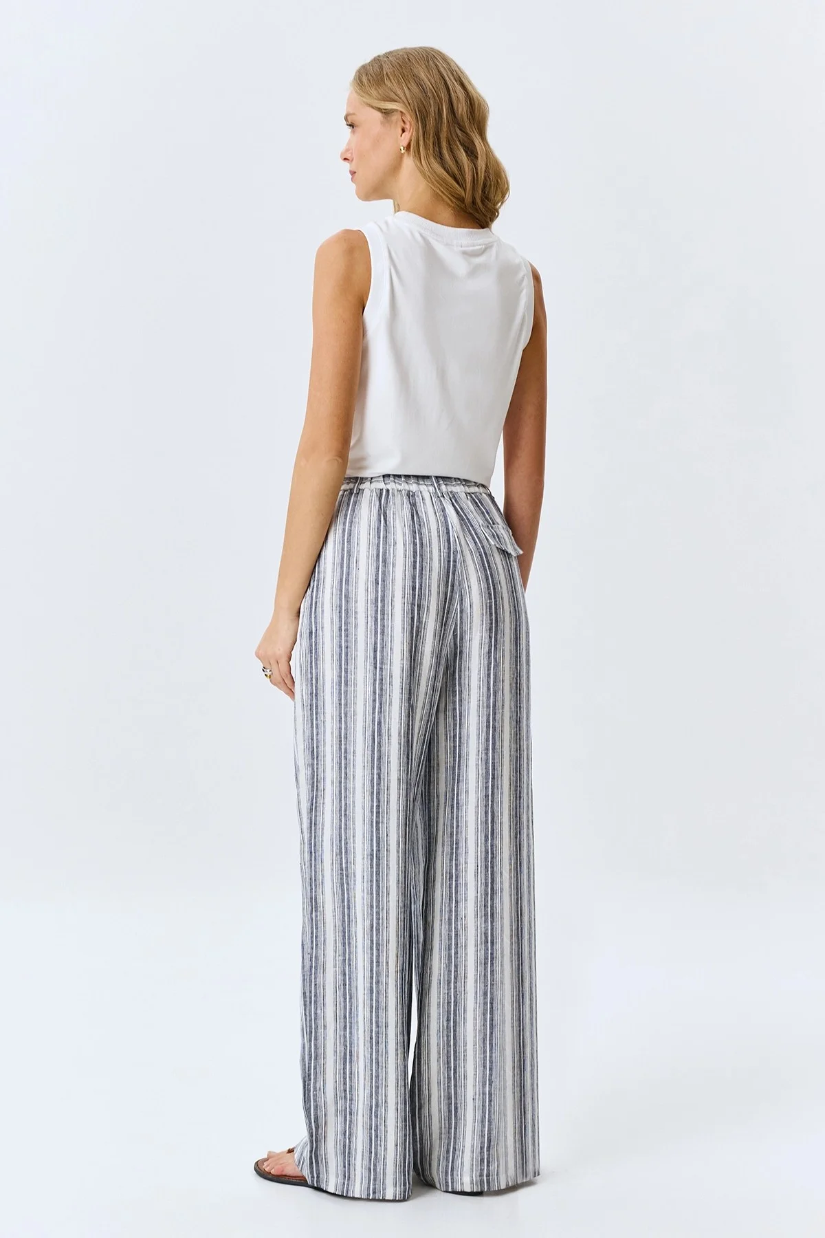 Брюки из 100% льна в полоску, 34