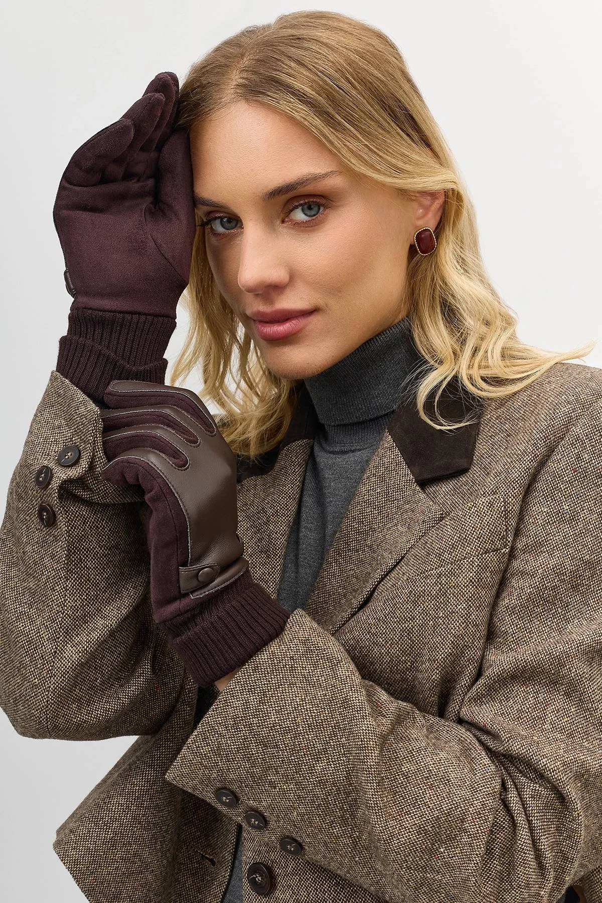 Комбинированные перчатки в байкерском стиле, One