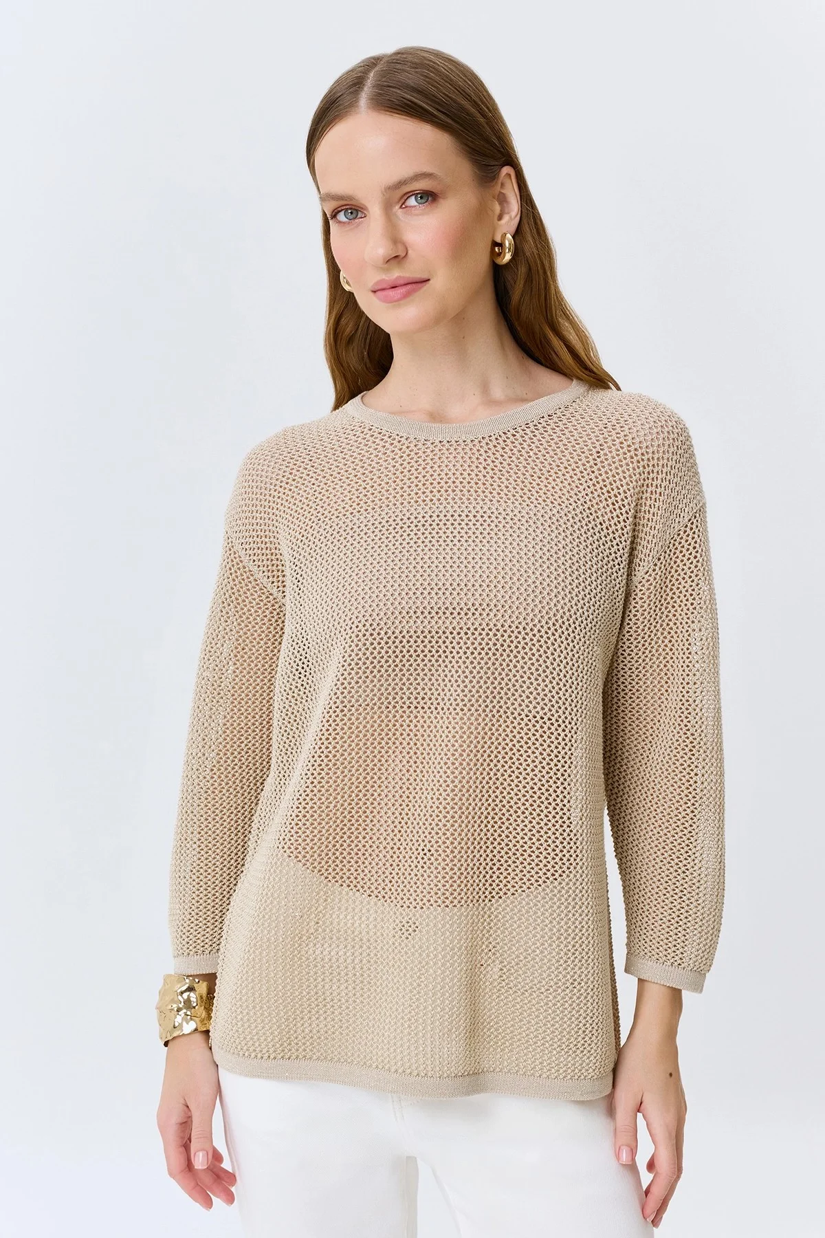 Ажурный вязаный джемпер, 46