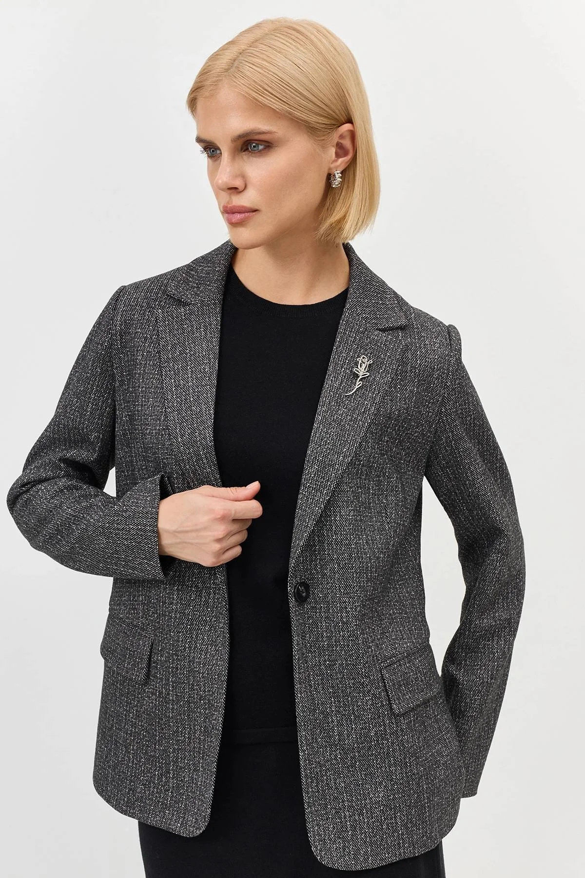 Лимитированная серия трикотажный жакет в сером цвете с ремнем, 38