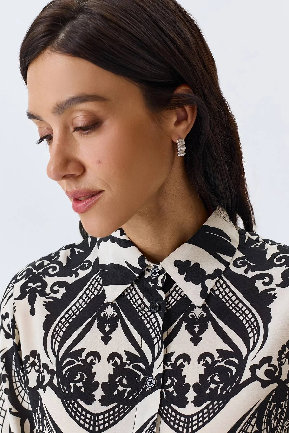 Блузка из вискозы с этническим орнаментом, 50