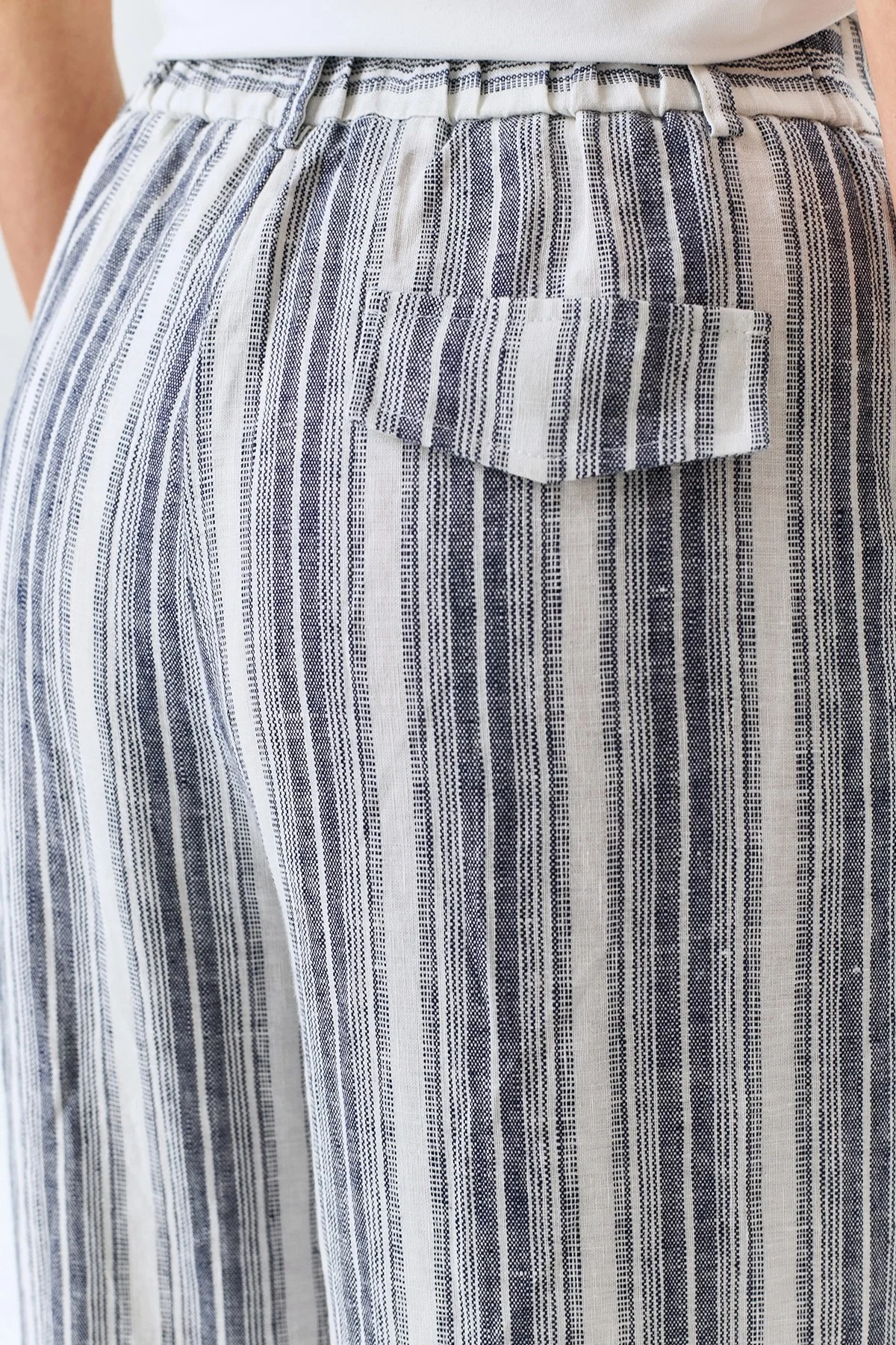 Брюки из 100% льна в полоску, 38