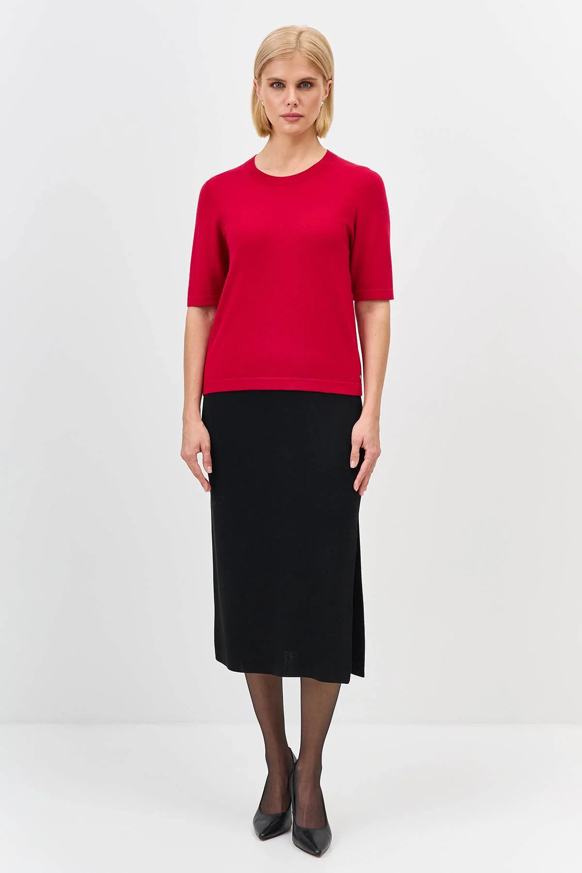 Лимитированная серия вязаная юбка с высоким разрезом и ремень, 36